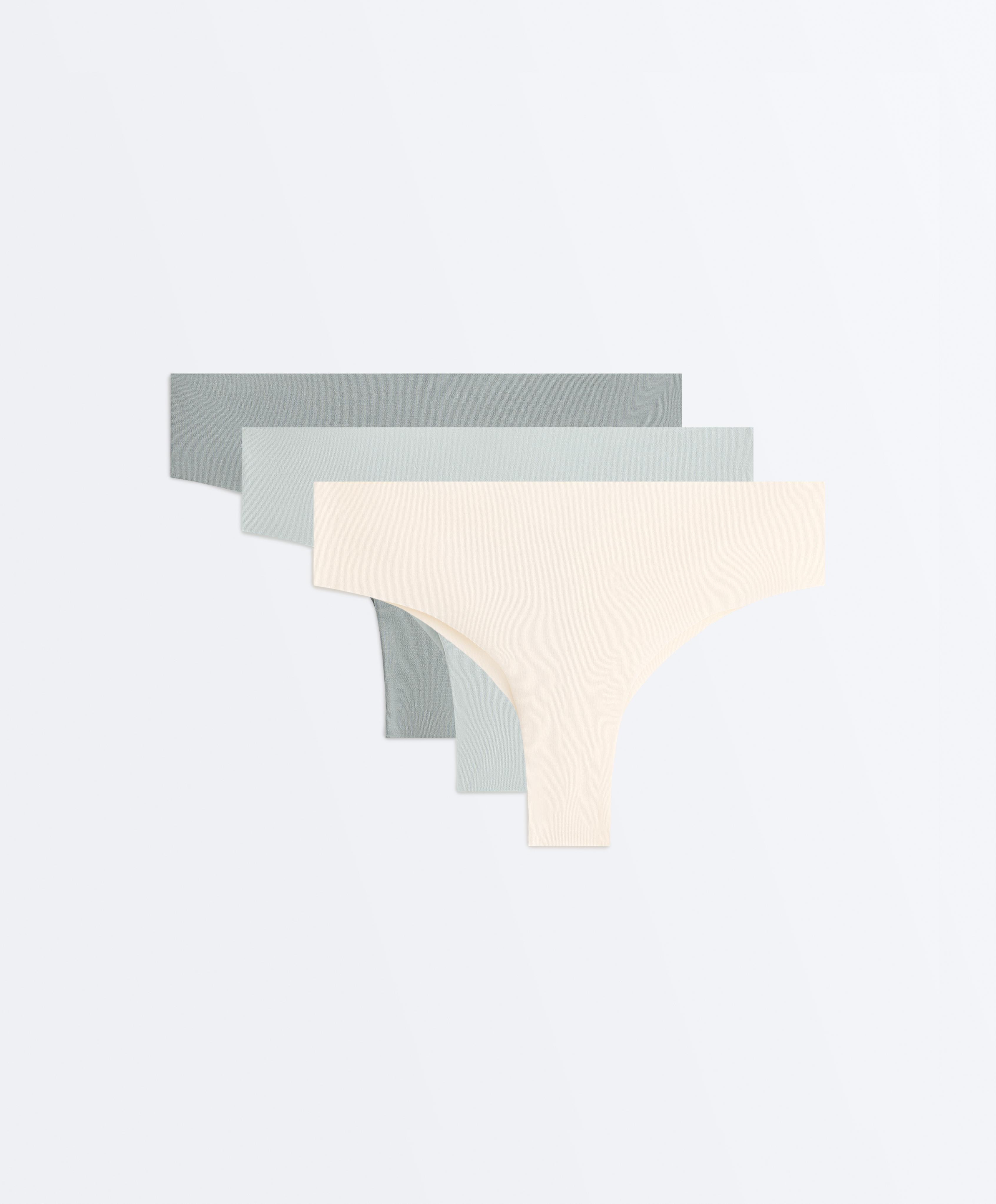 3 invisible cotton blend Brazilian briefs — BLUE GREEN