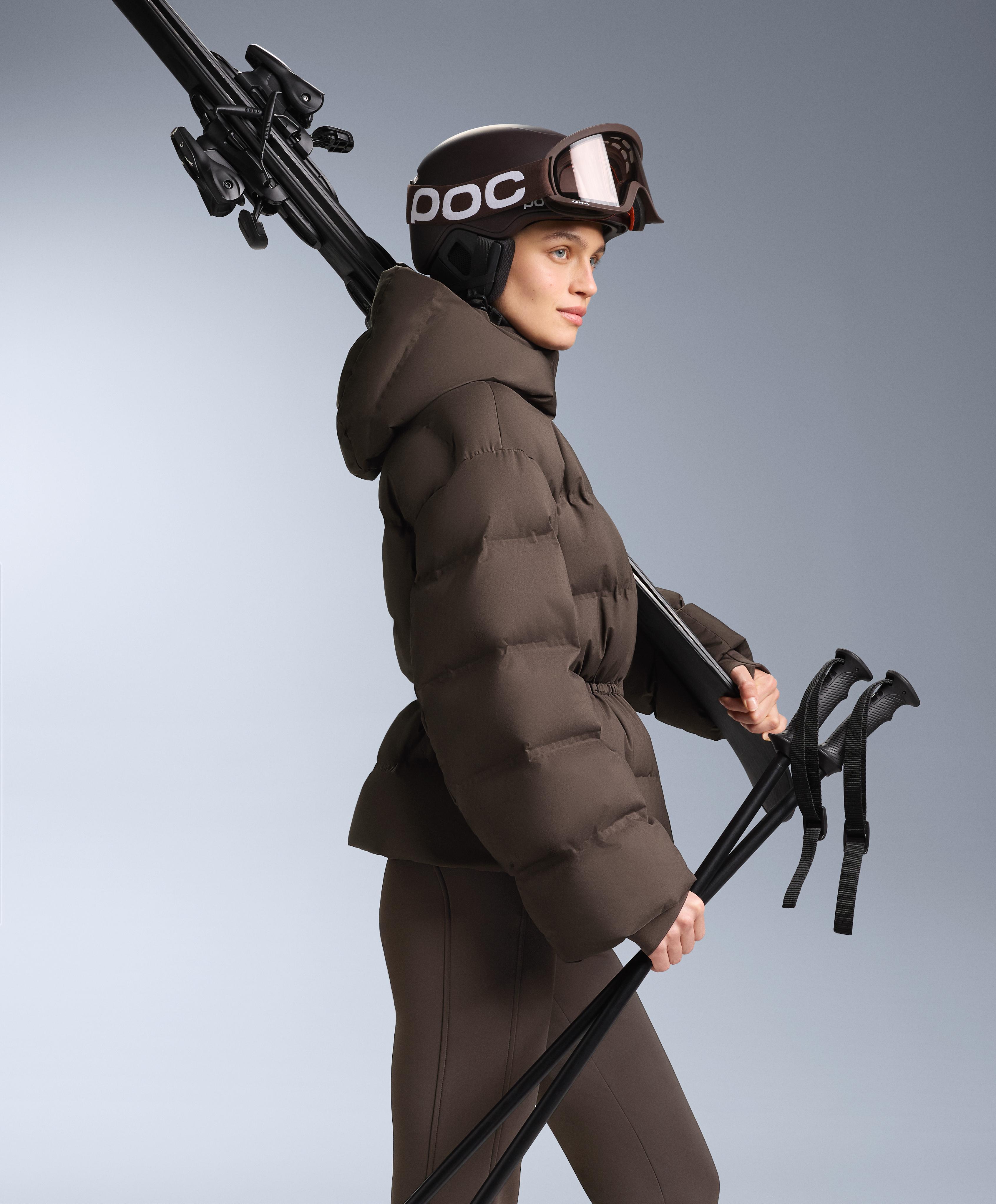 Lightweight padded jacket with 80% down and 20% MINARDI PIUME SKI water-resistant filling — DARK BROWN (alternate view)