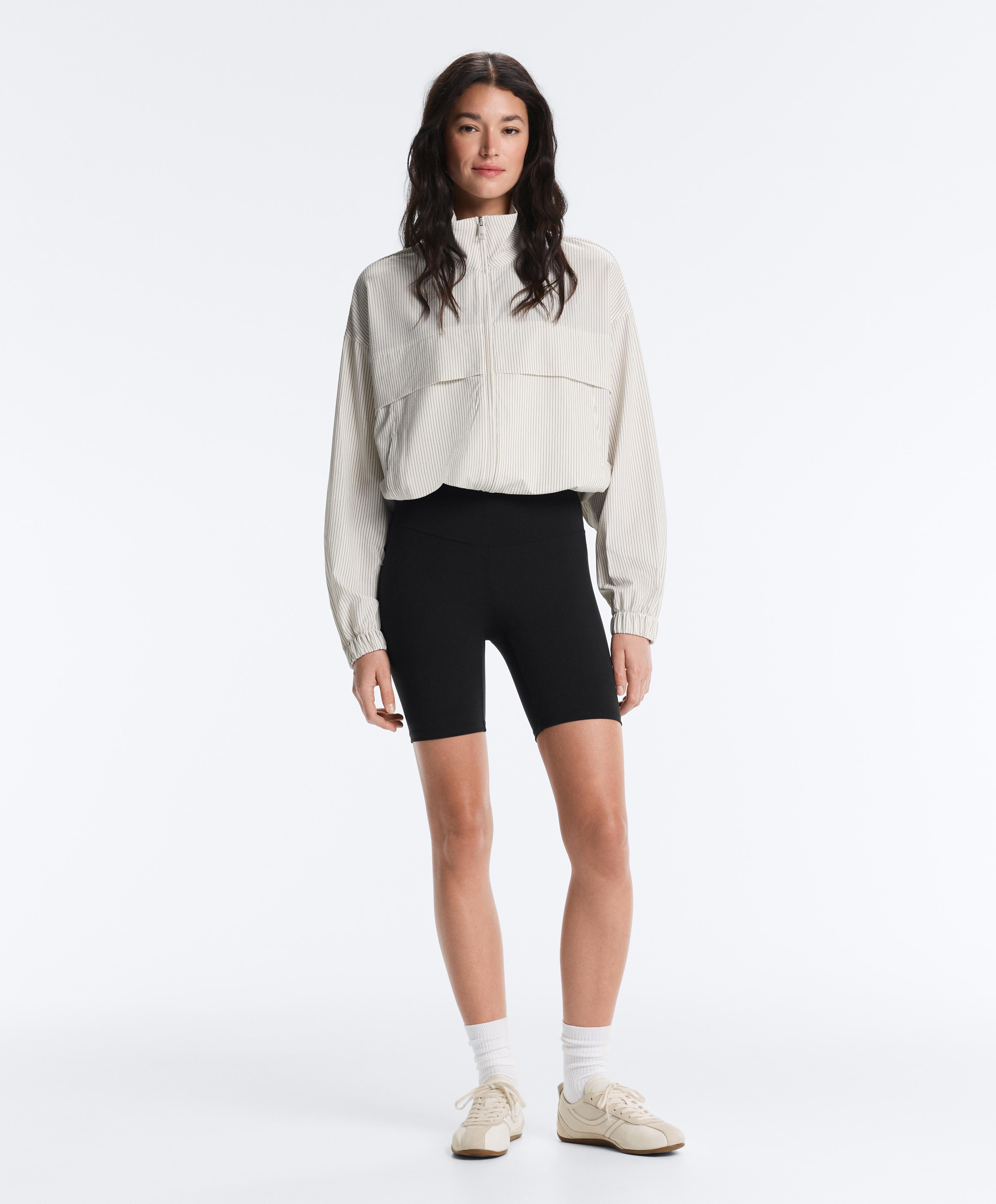 Striped stretch overlay jacket — WHITE