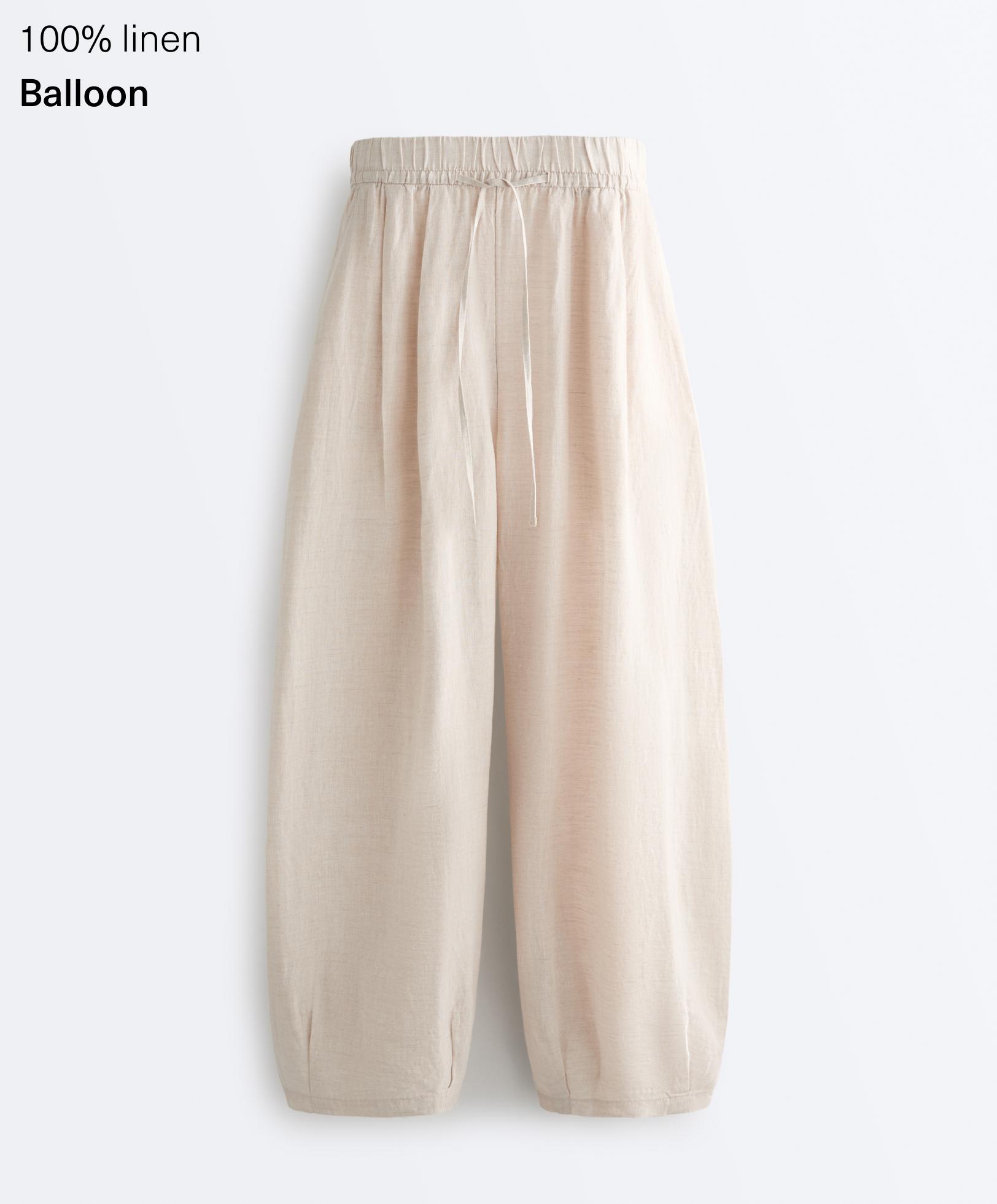 100% linen balloon trousers — SAND MELANGE