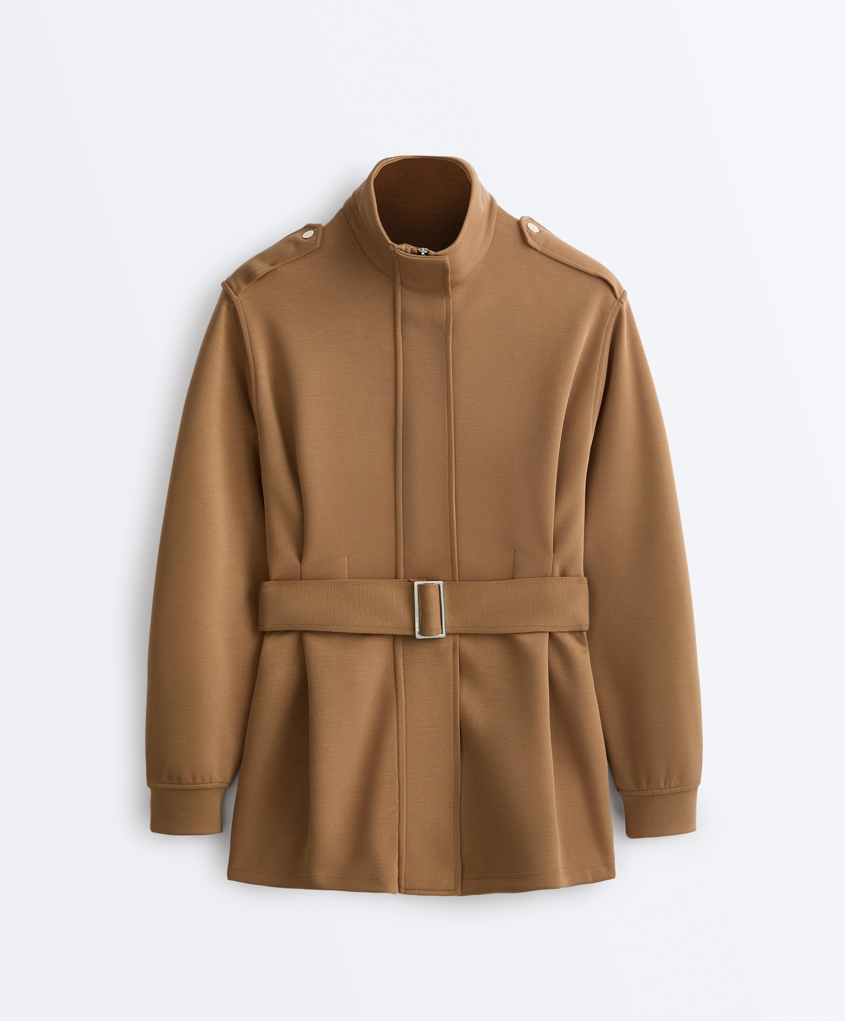 Long Utility jacket with twill belt — COPPER
