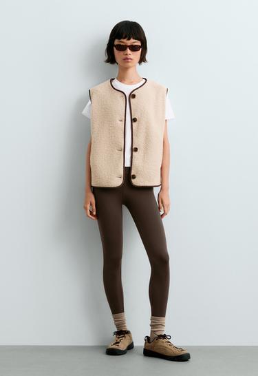 Faux-shearling button gilet — CREAM 1