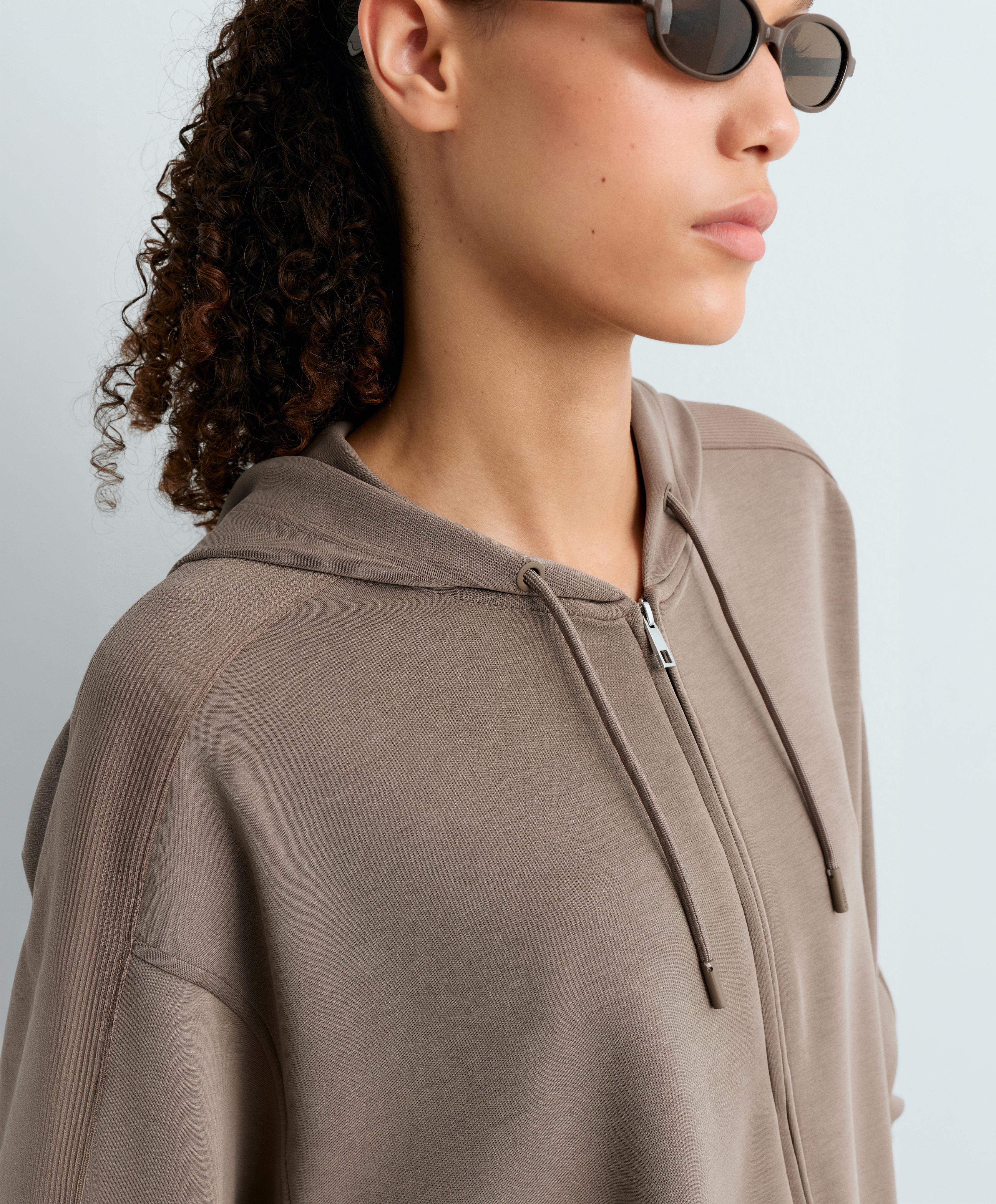 Long jacket with rib details and soft-touch modal — MINK