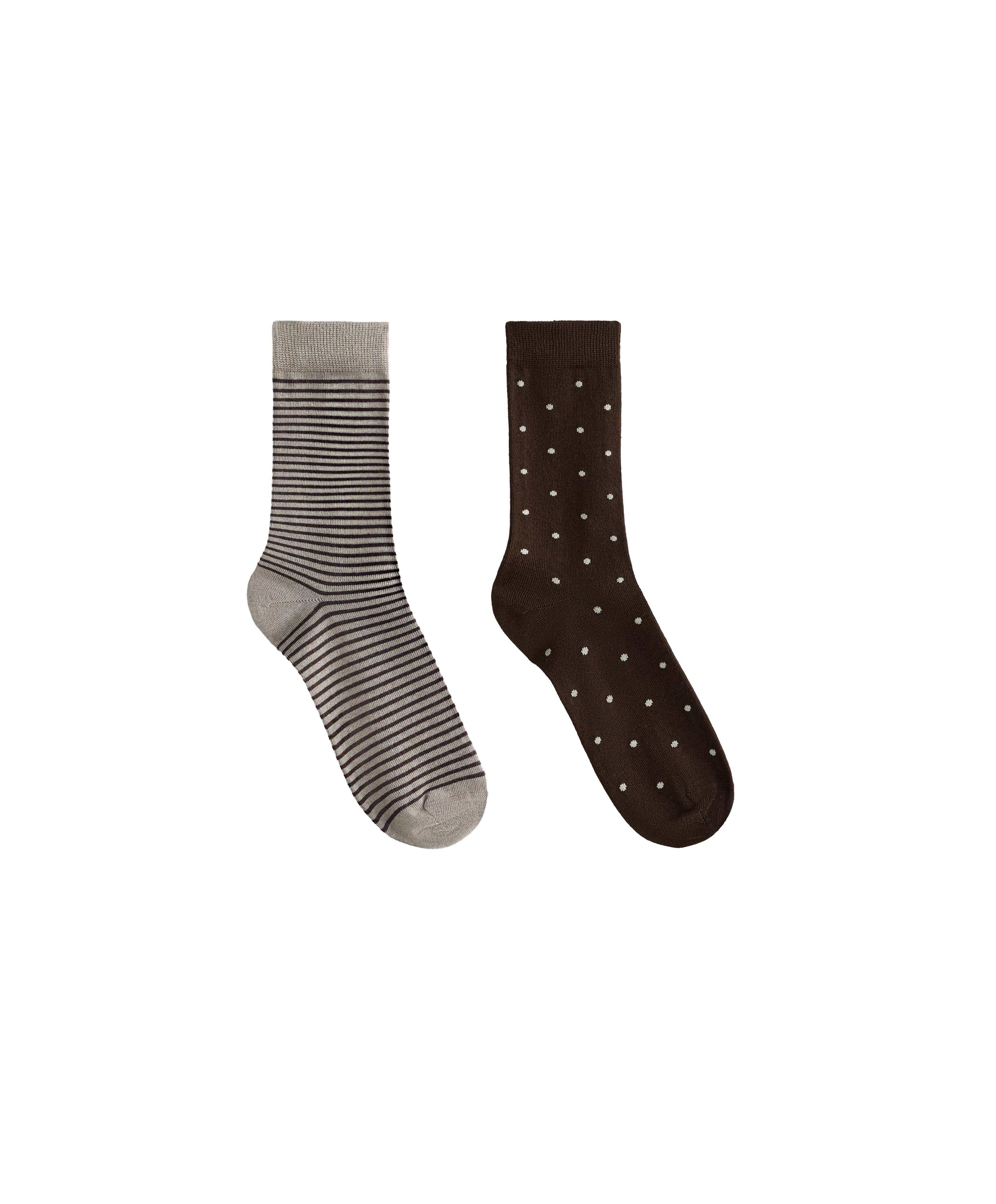 2 pairs of classic 55% modal 10% cashmere socks — CHOCOLATE      