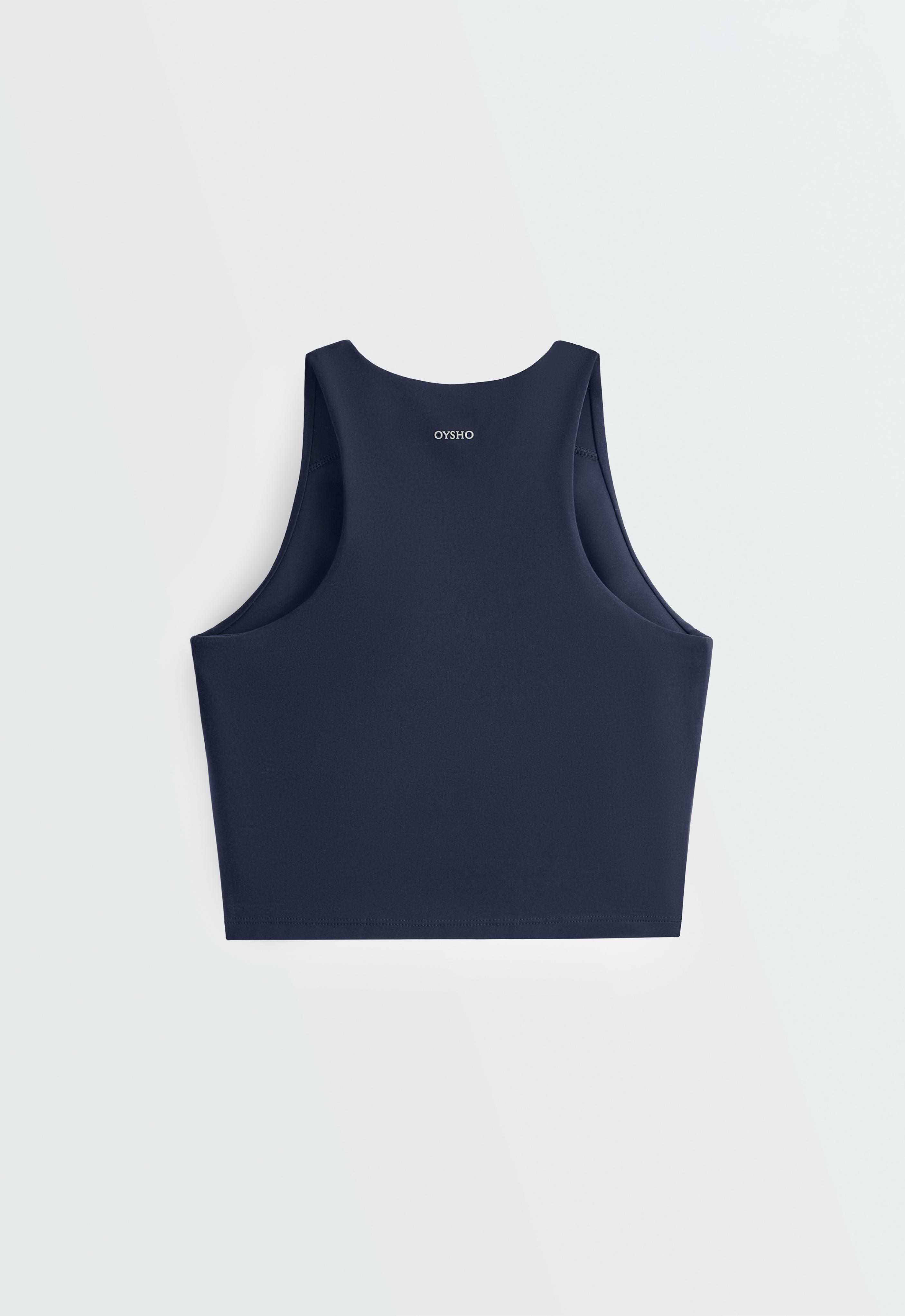 Compressive halter tank top — NAVY BLUE