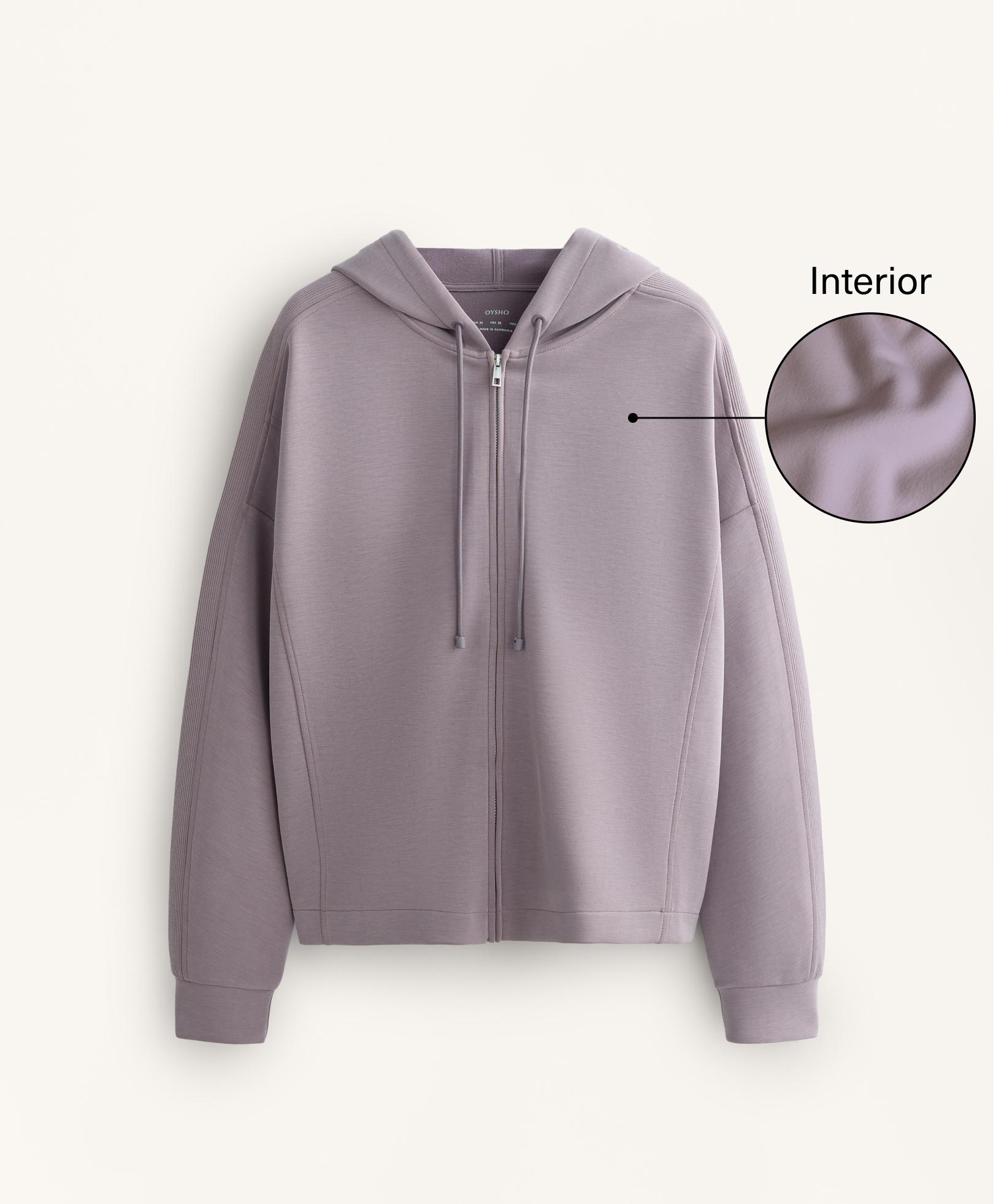 Brushed modal hooded jacket with rib details Brushed modal hooded jacket with rib details