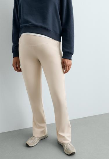 Warm maternity Flare trousers with zips — ECRU 3