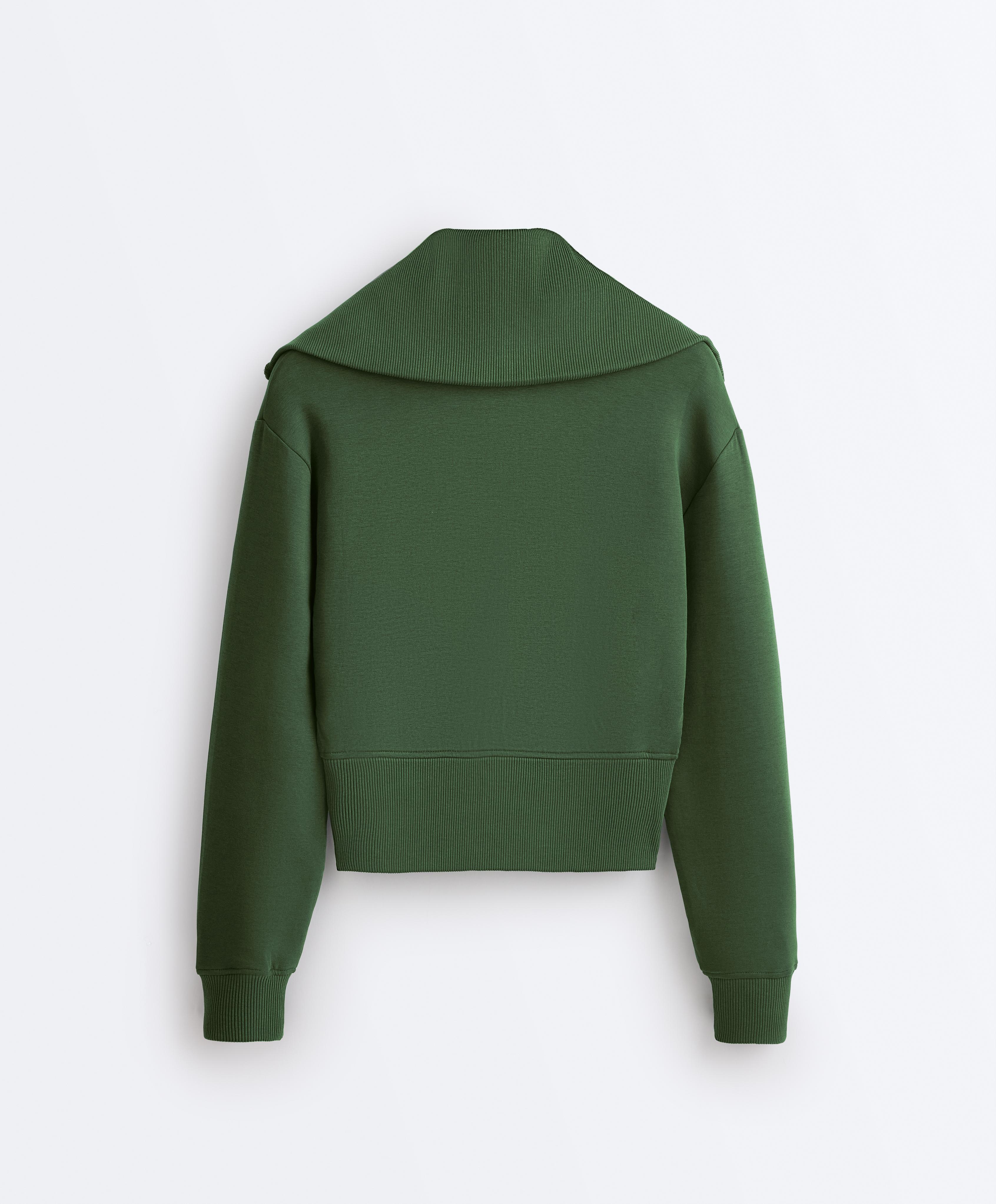Cotton blend raised neck jacket — GREEN