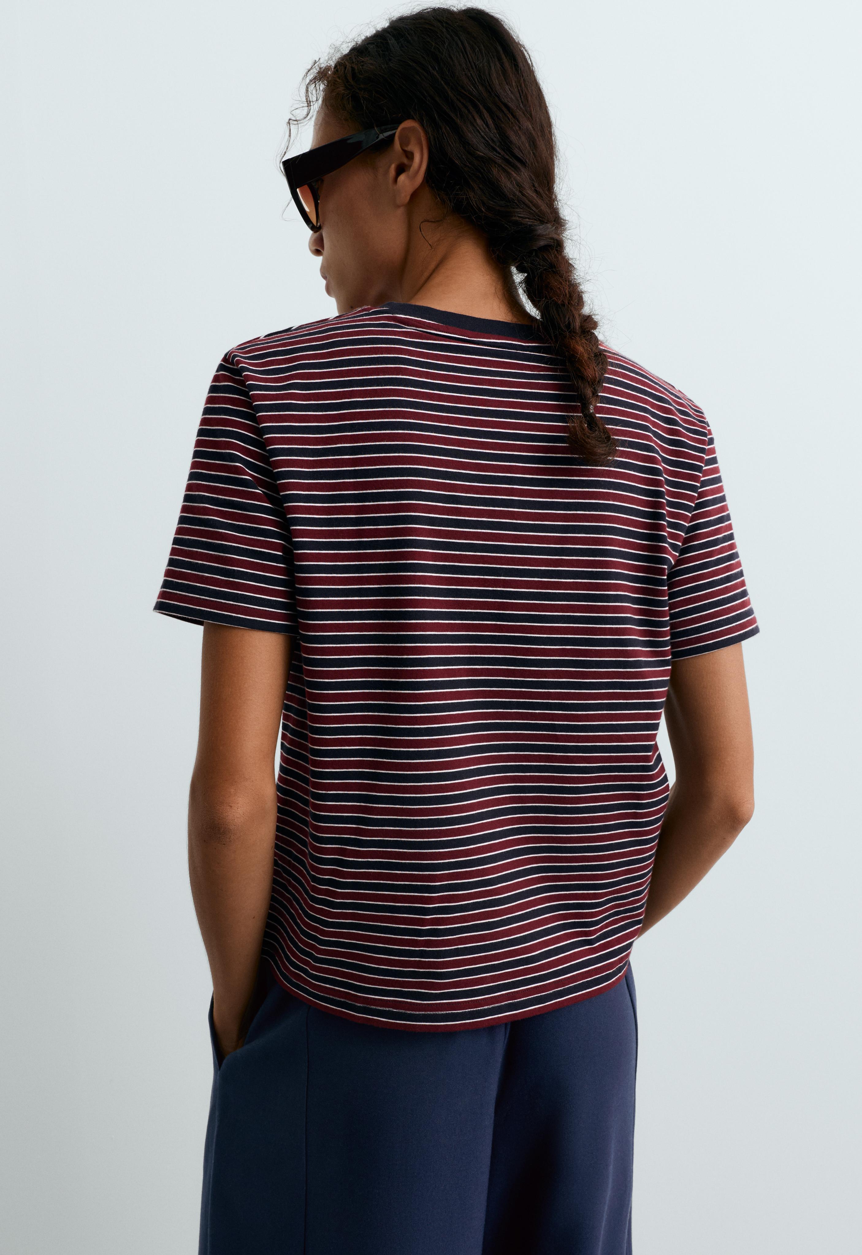 Striped regular-fit short-sleeved T-shirt — NAVY BLUE