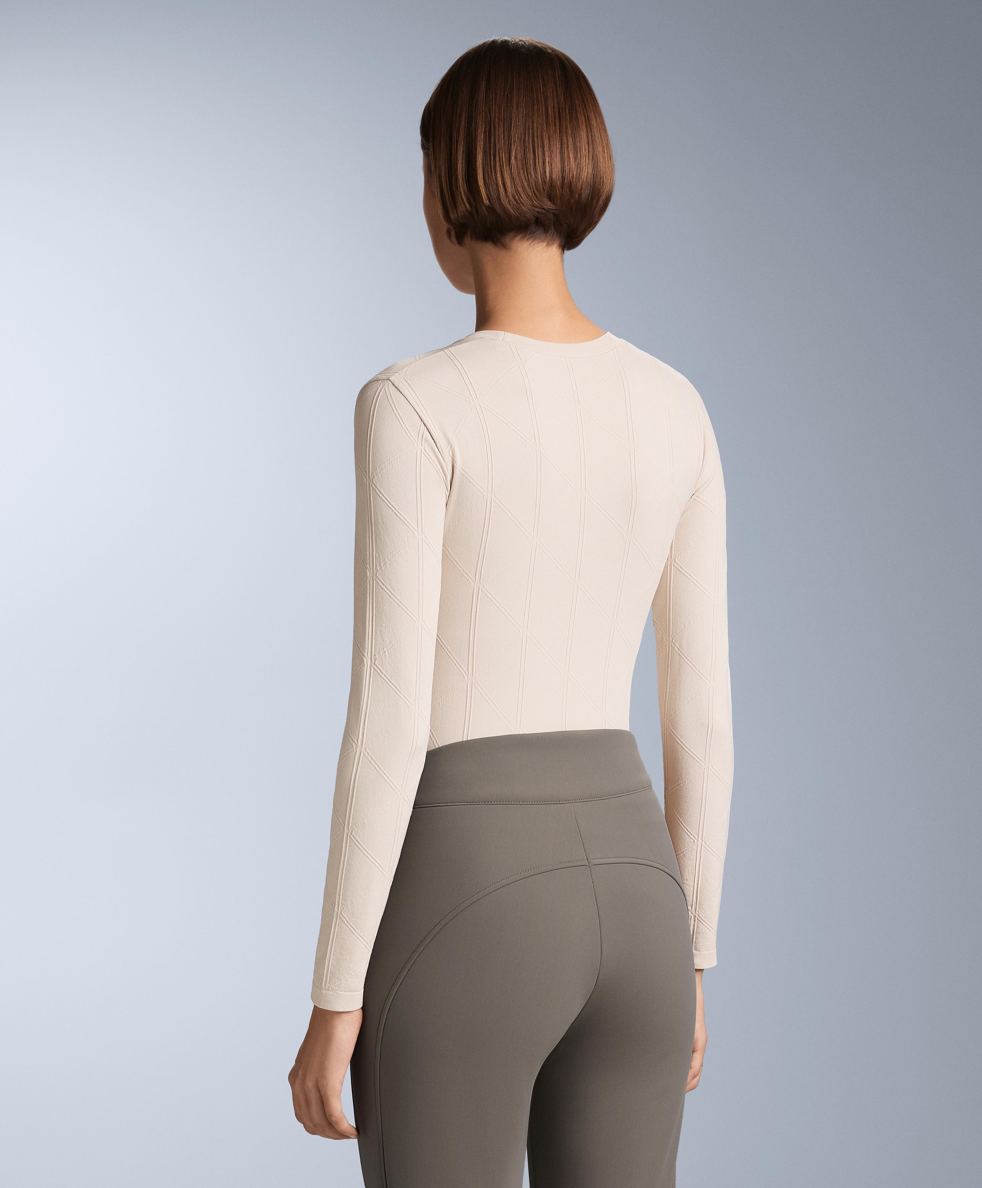 Thermal seamless jacquard base layer T-shirt — PALE MINK