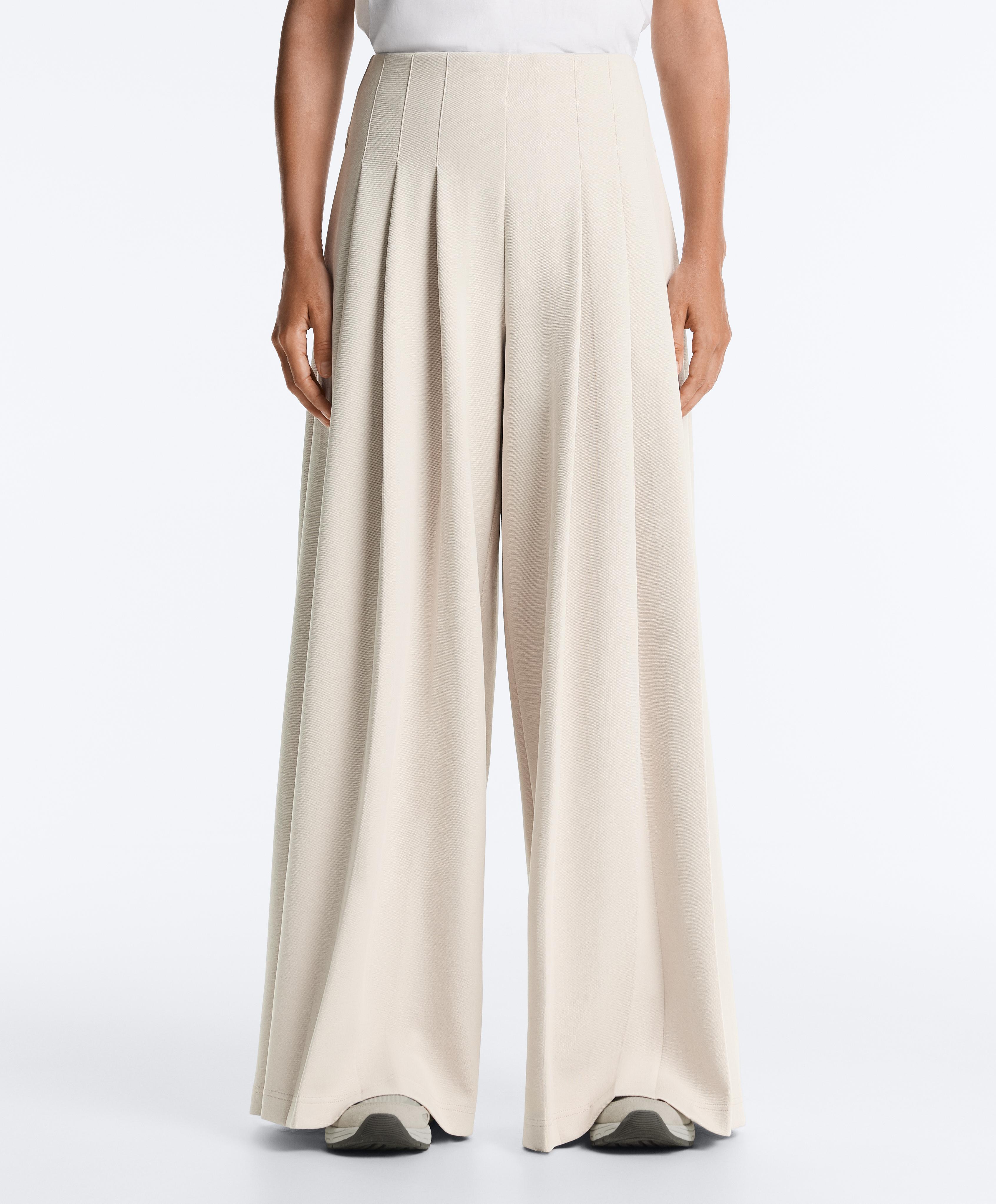 Cotton wide-leg pique pleated trousers Cotton wide-leg pique pleated trousers