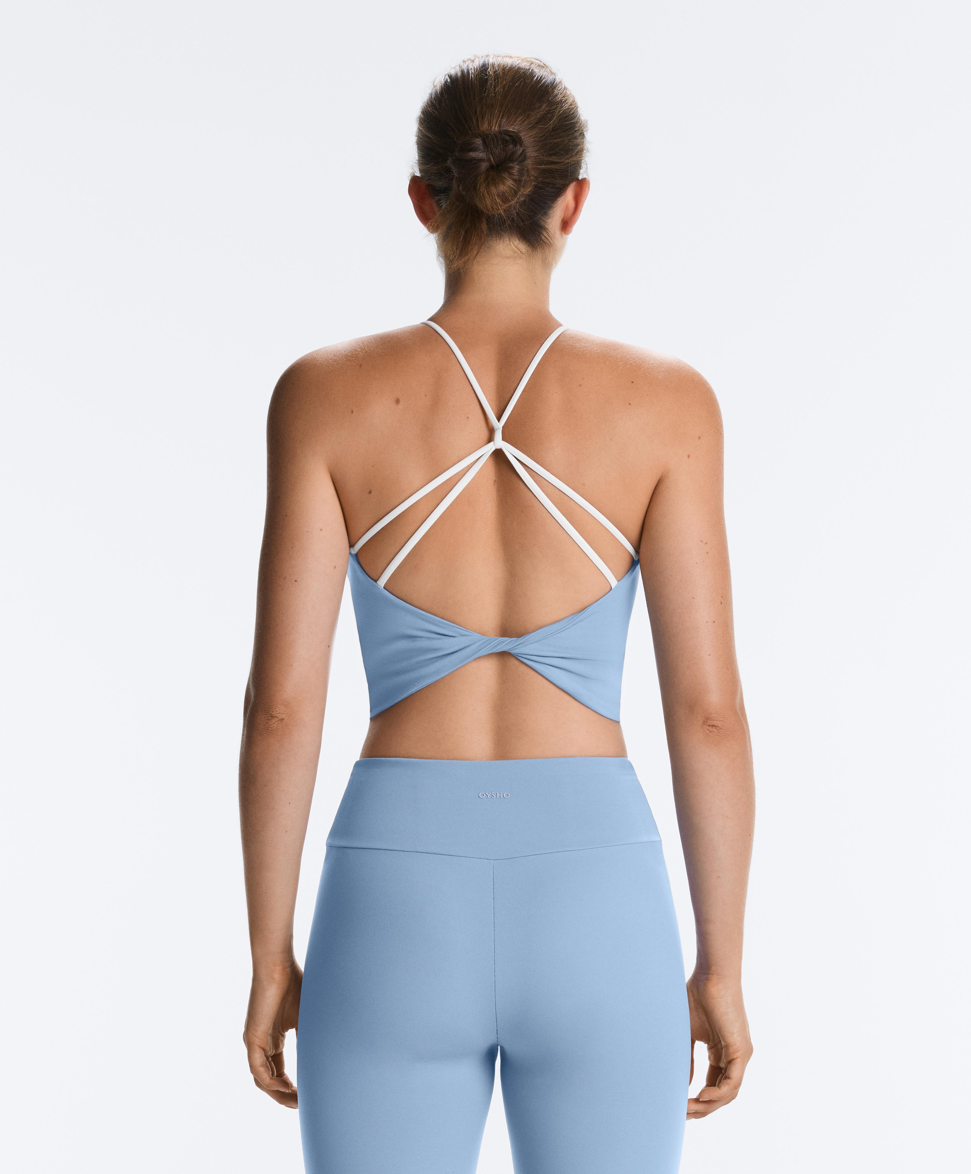 Comfortlux halter tank top with crossover straps — BLUE