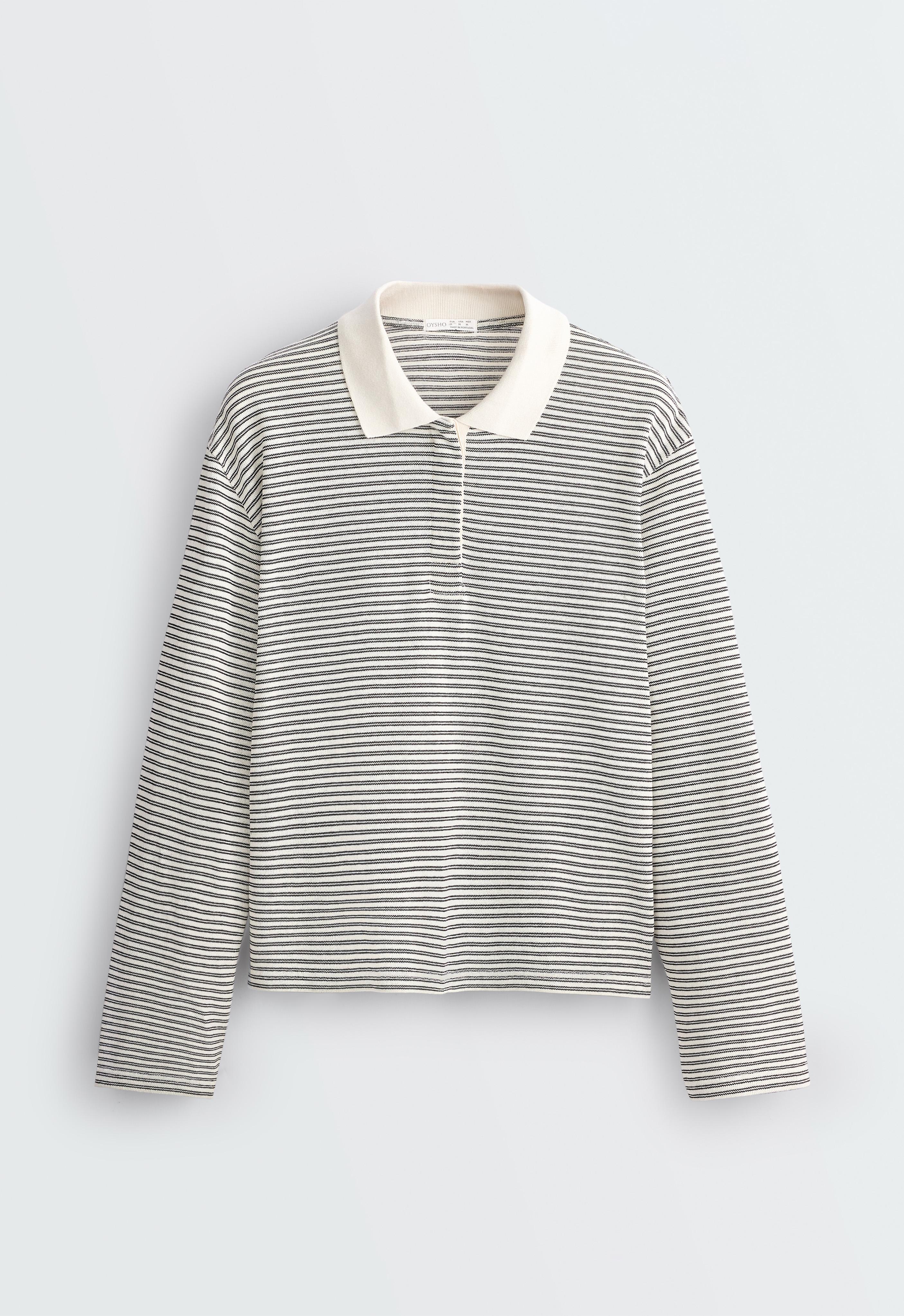 棉质珠地布条纹 POLO 衫