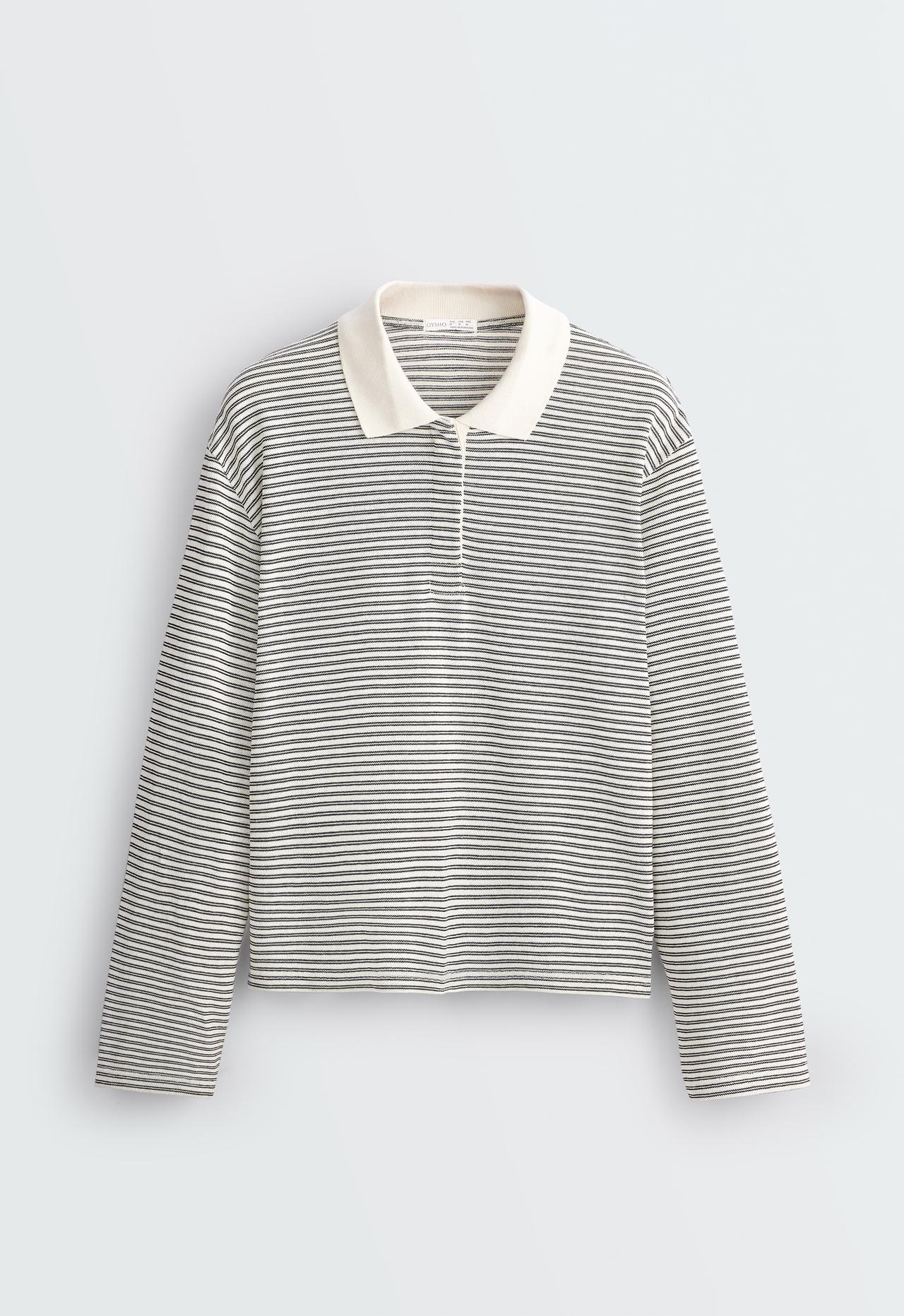 Piqué cotton striped polo shirt — WHITE 