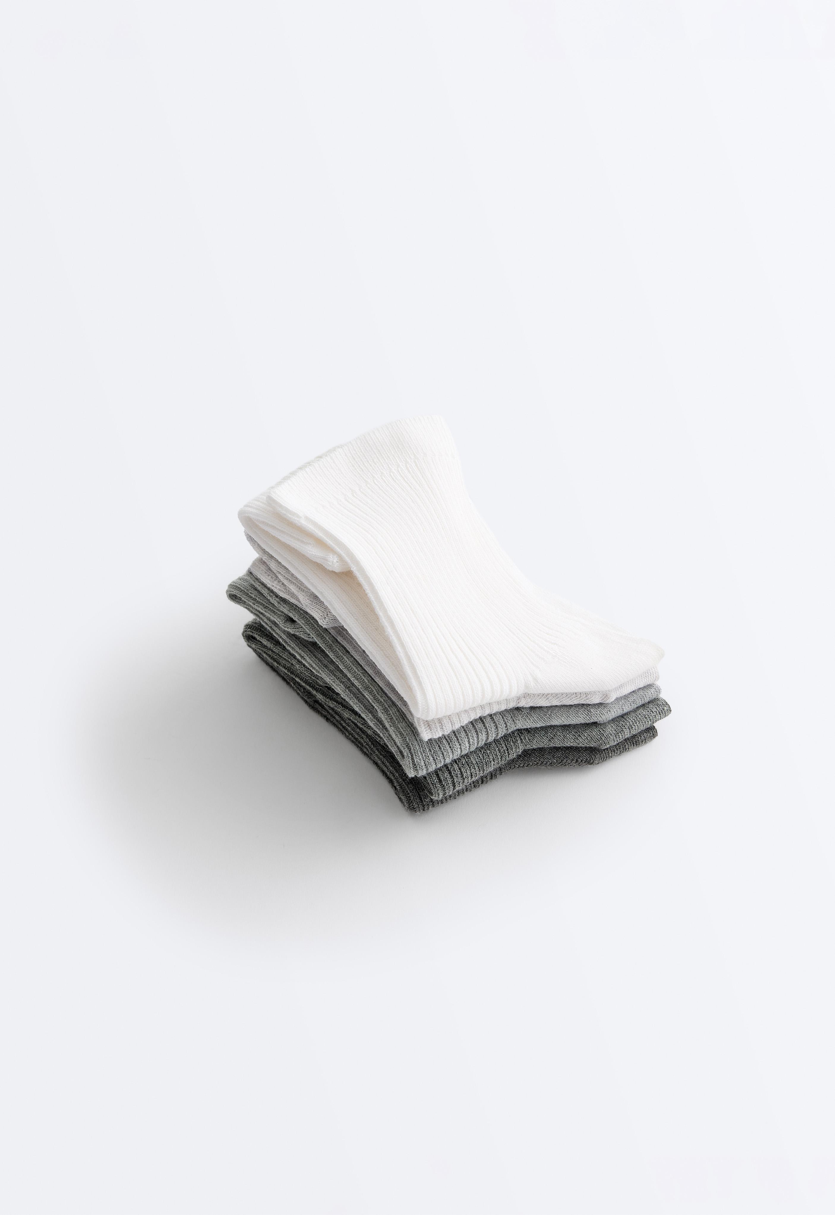 5 pairs of quarter socks with cotton — PALE GREY MELANGE