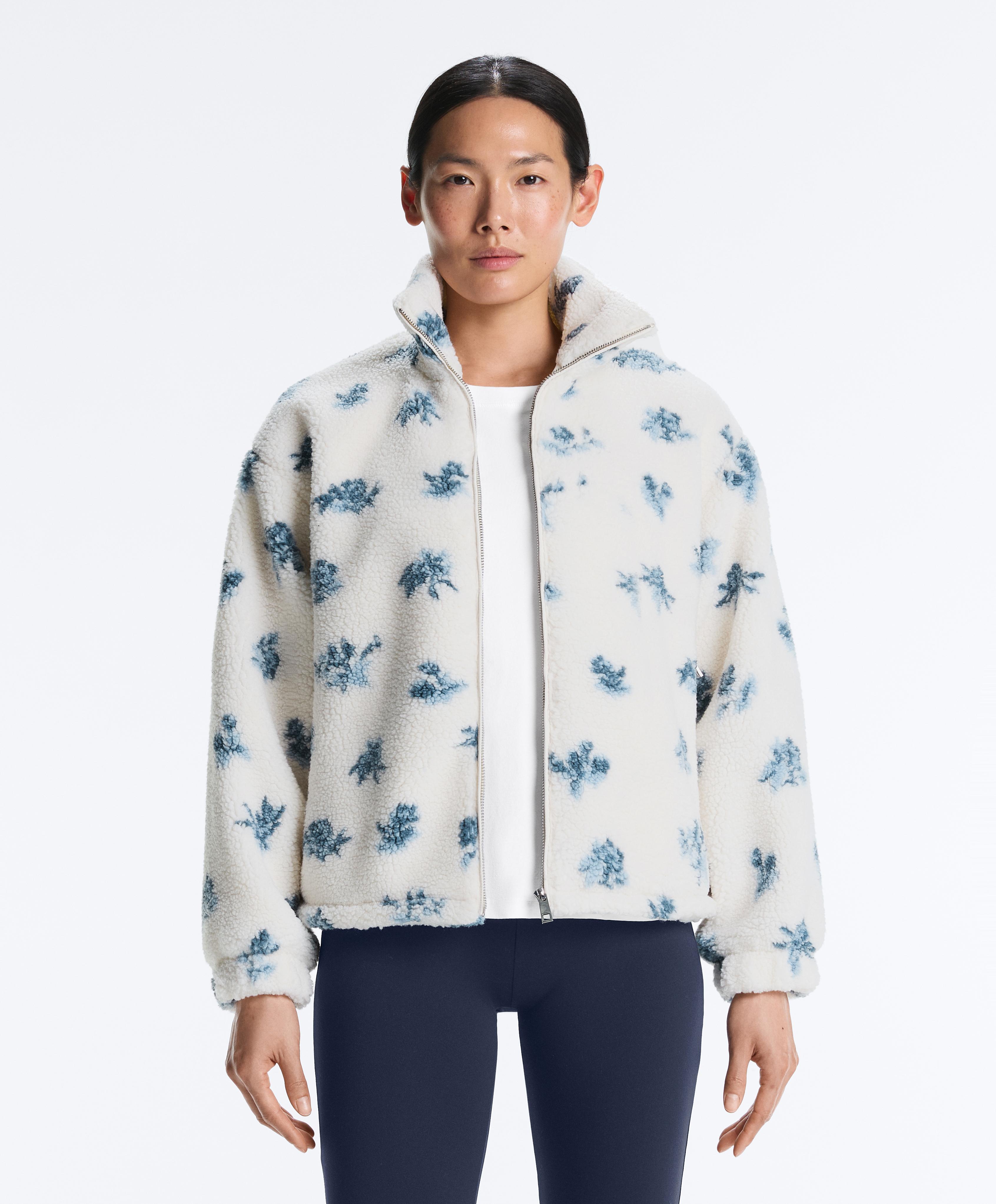 Floral faux-shearling jacket — DUSTY-BLUE
