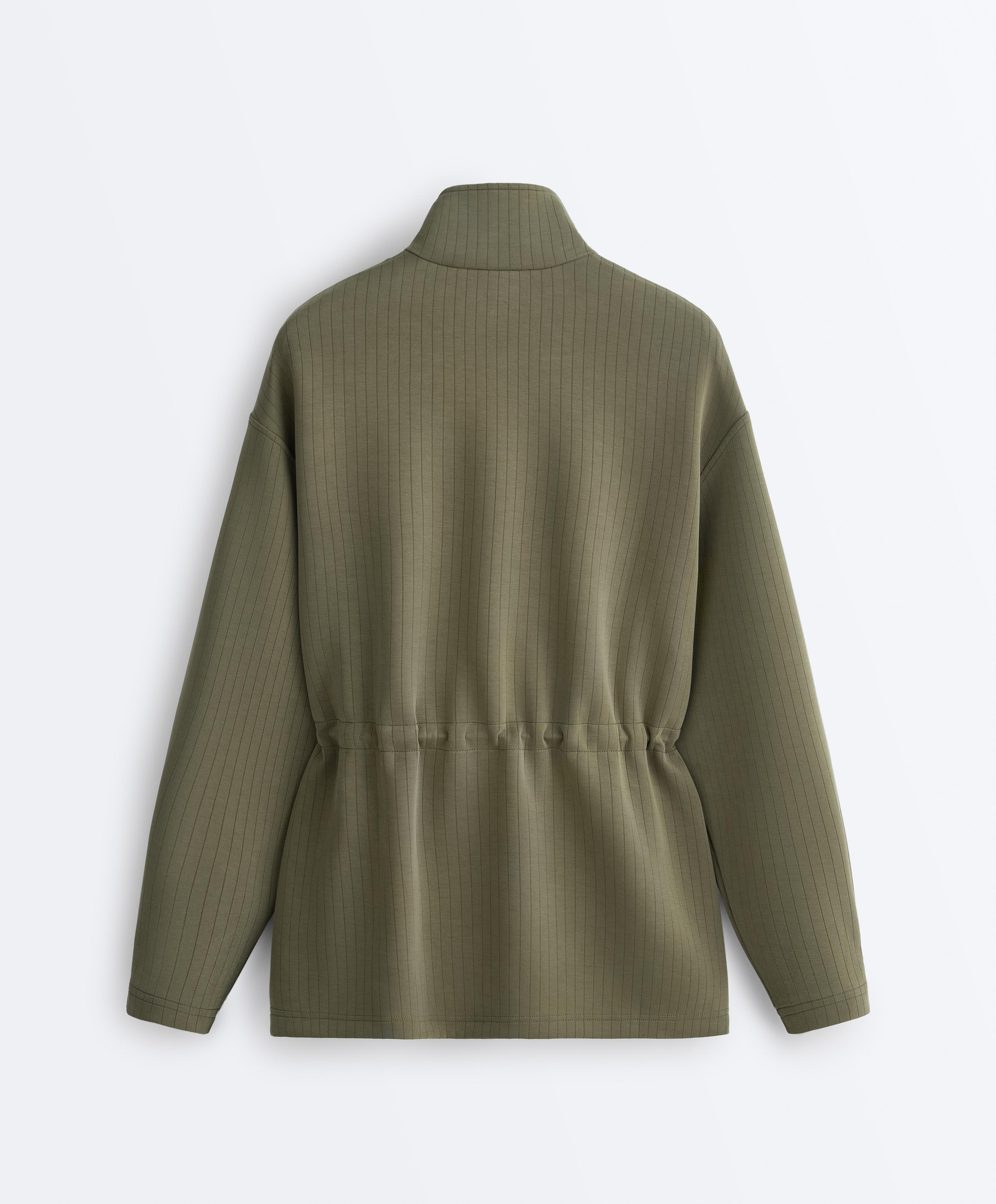 Long Utility jacket with soft-touch modal — KHAKI