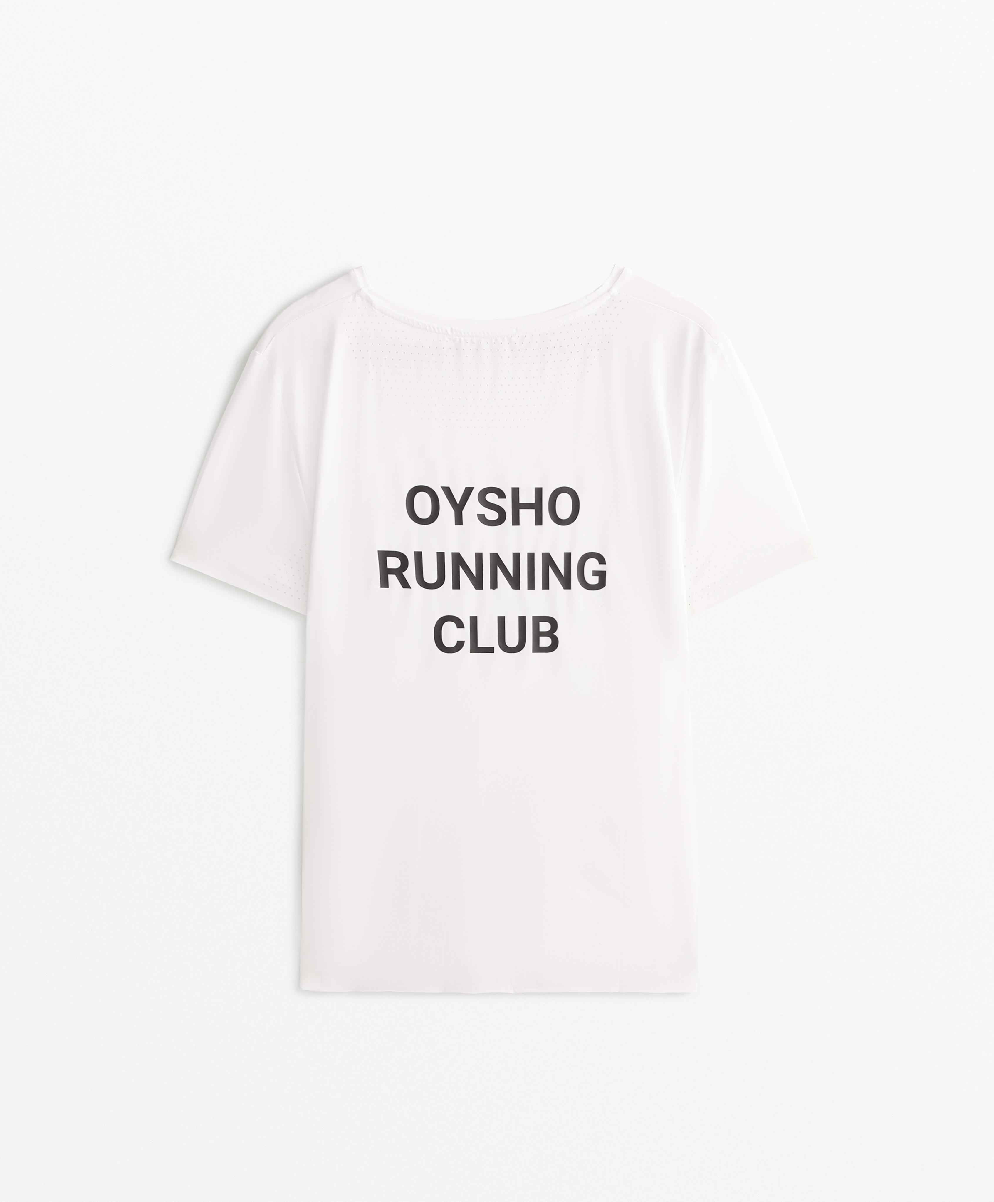 Oysho Running Club fitted short-sleeved technical T-shirt — WHITE
