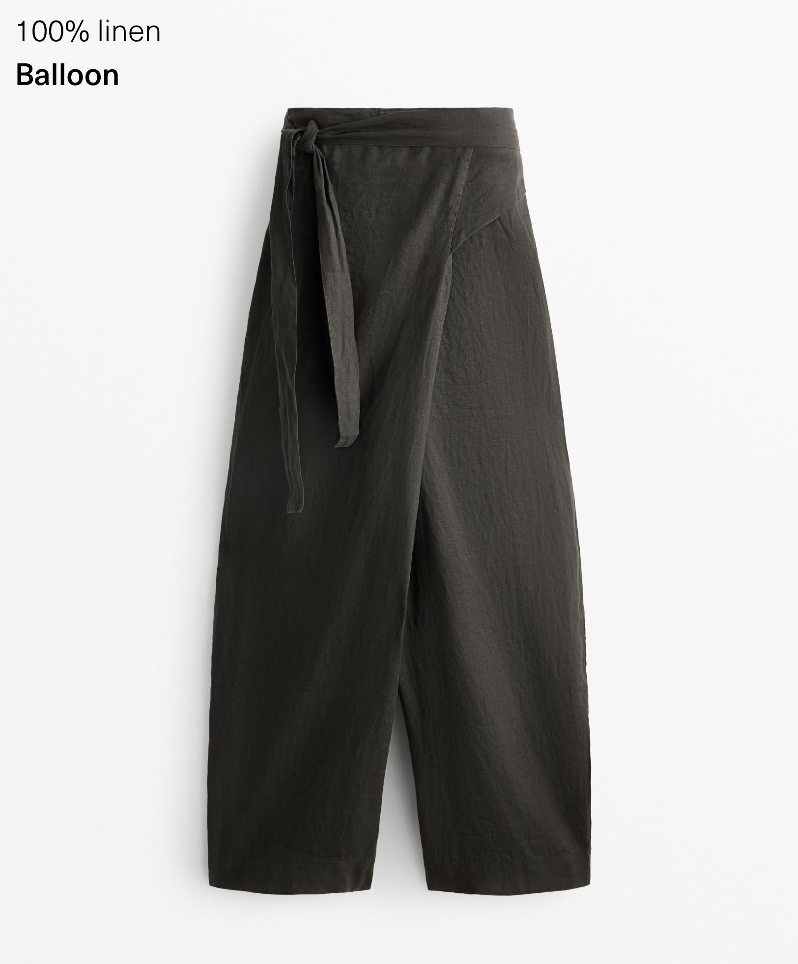 100% linen crossover balloon trousers