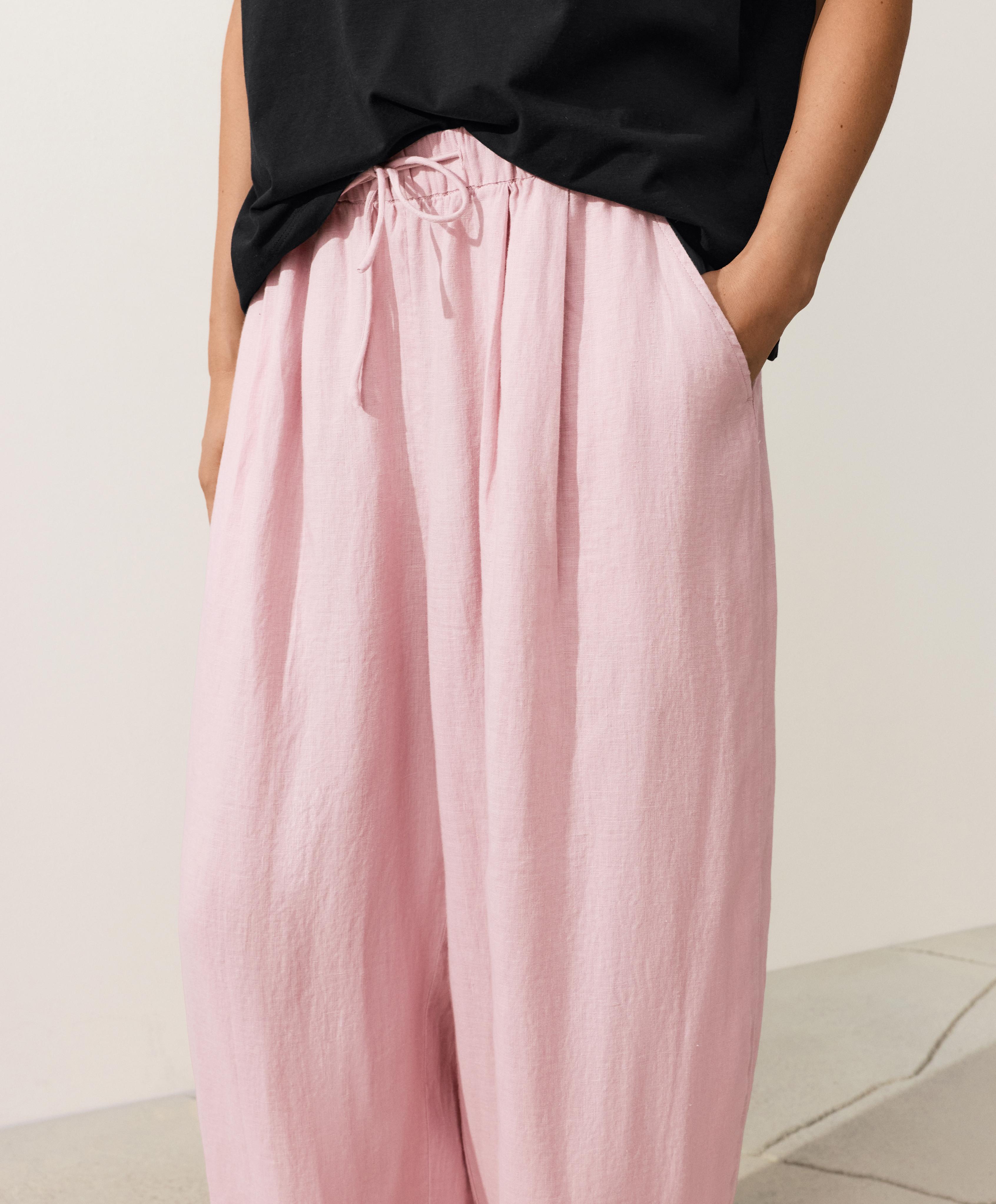 100% linen balloon trousers — DUSTY PINK