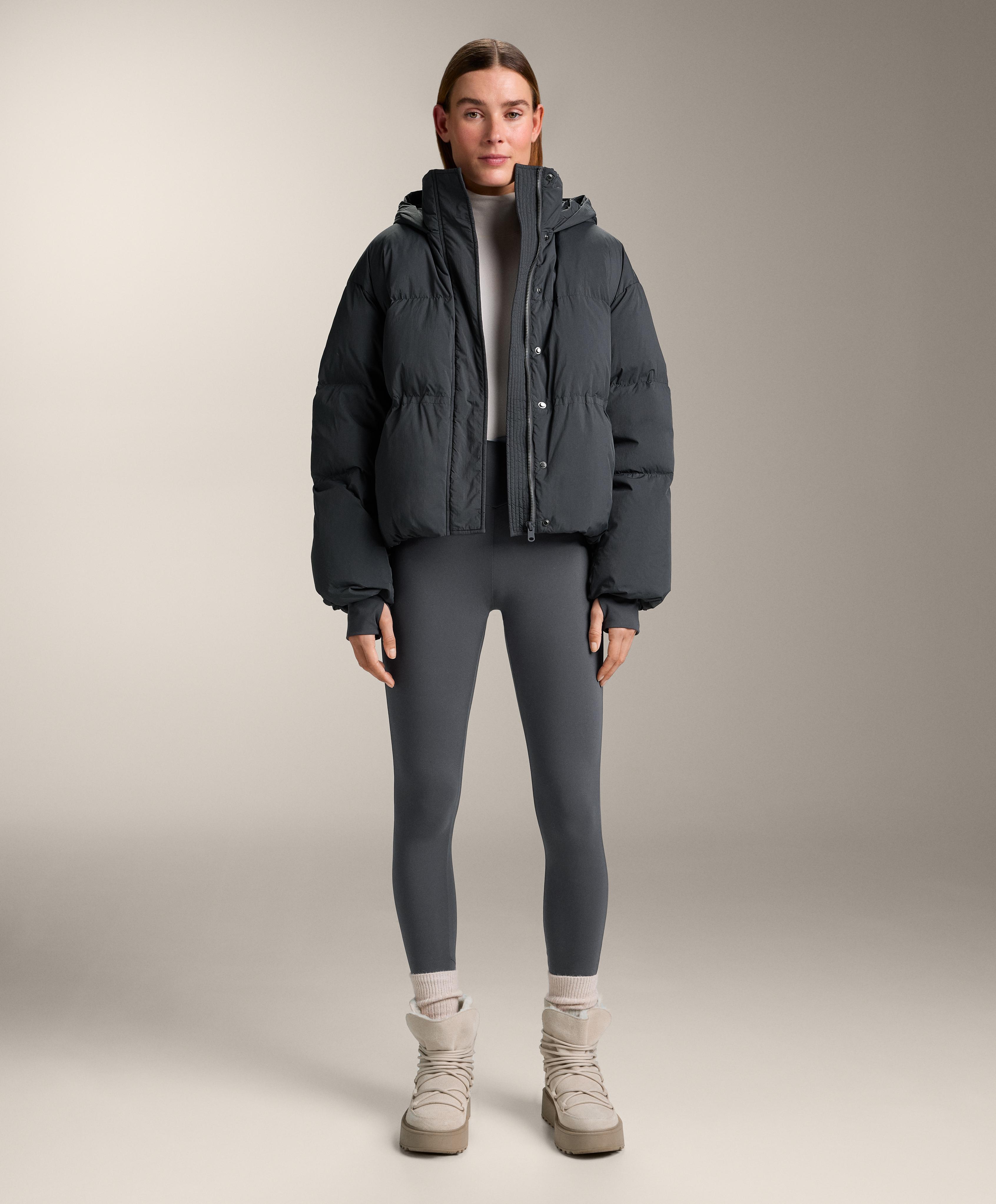 Short 100% down puffer jacket — ASPHALT
