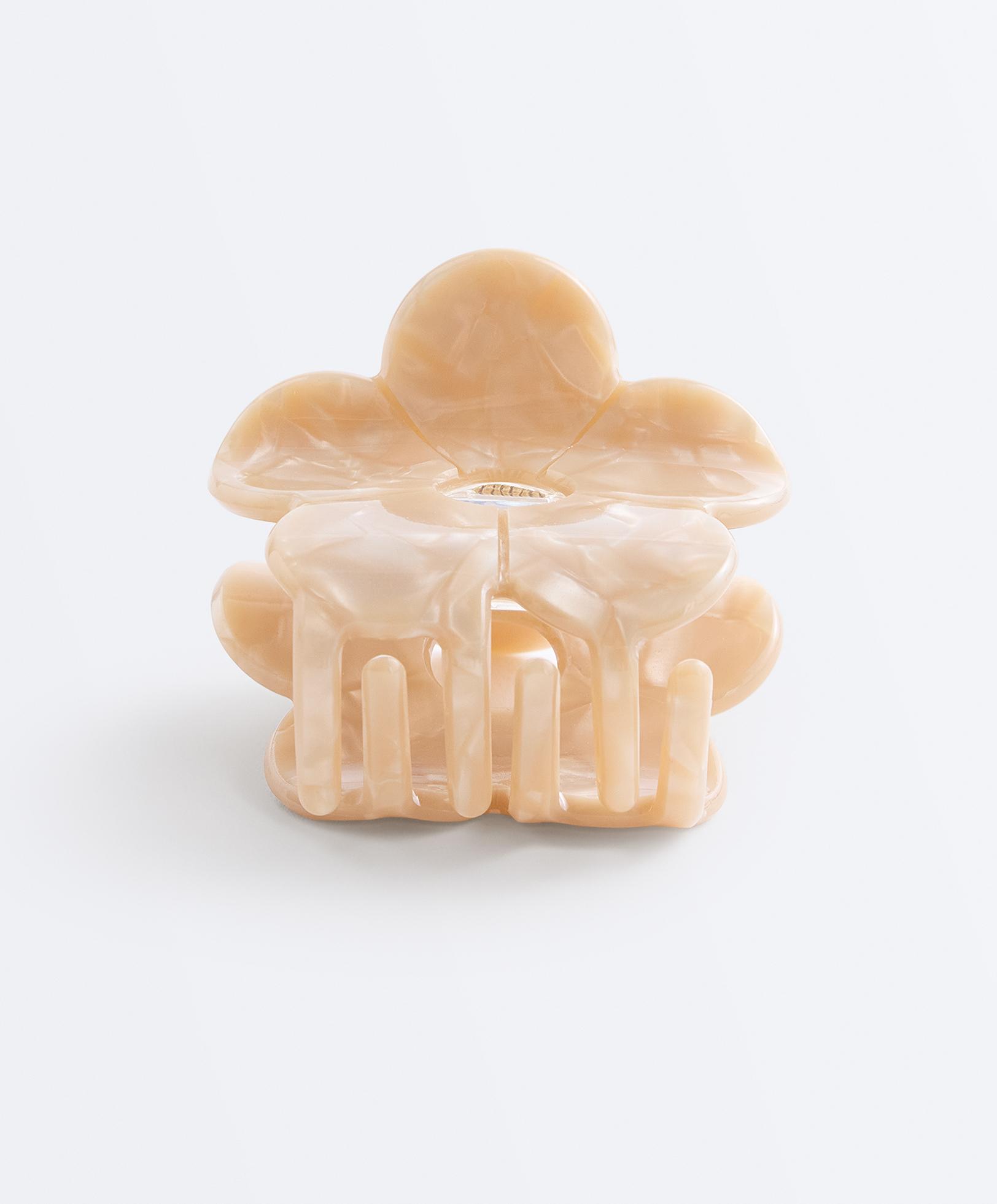 Small floral hair clip — BEIGE