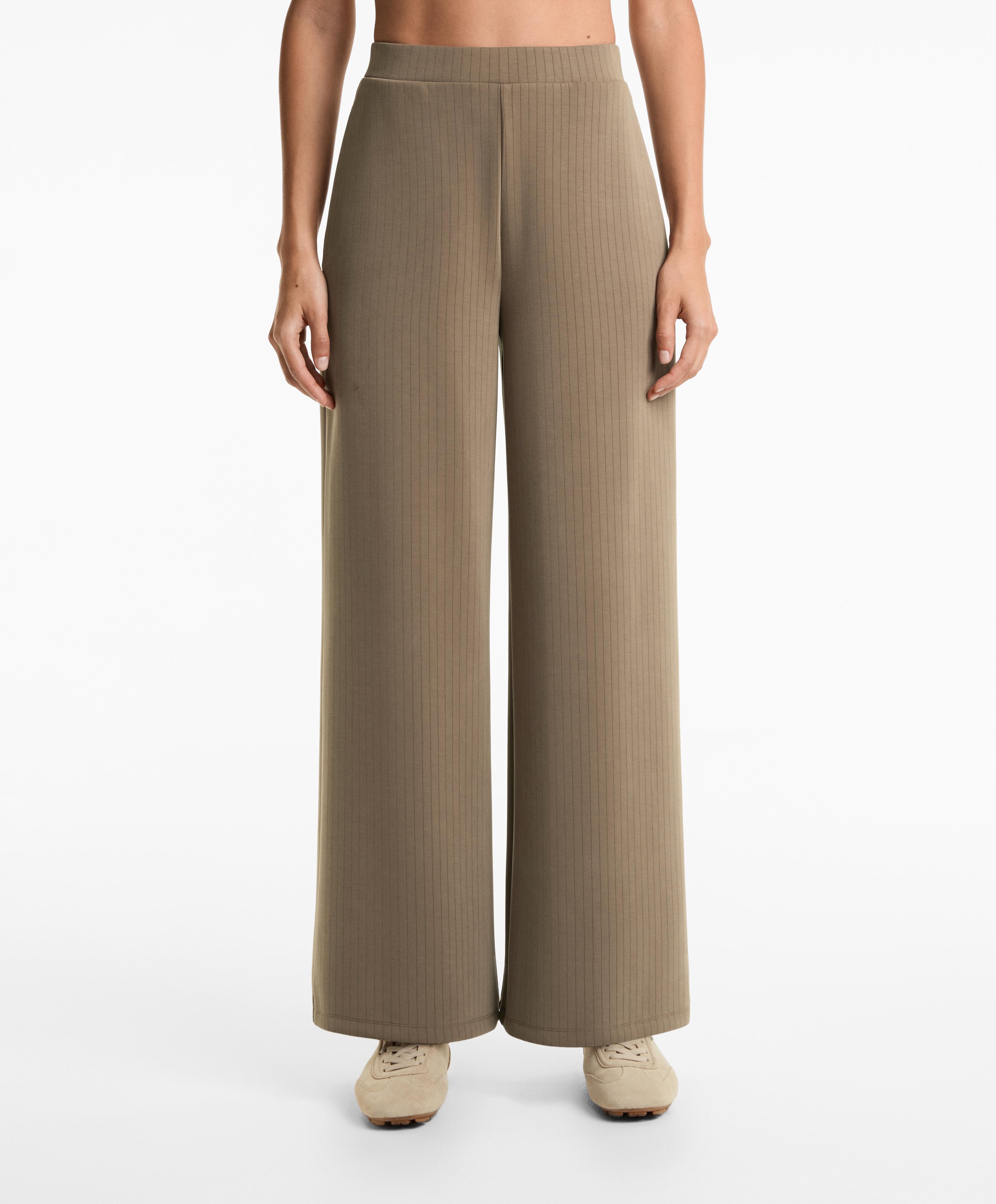 Straight-leg striped trousers with soft-touch modal
