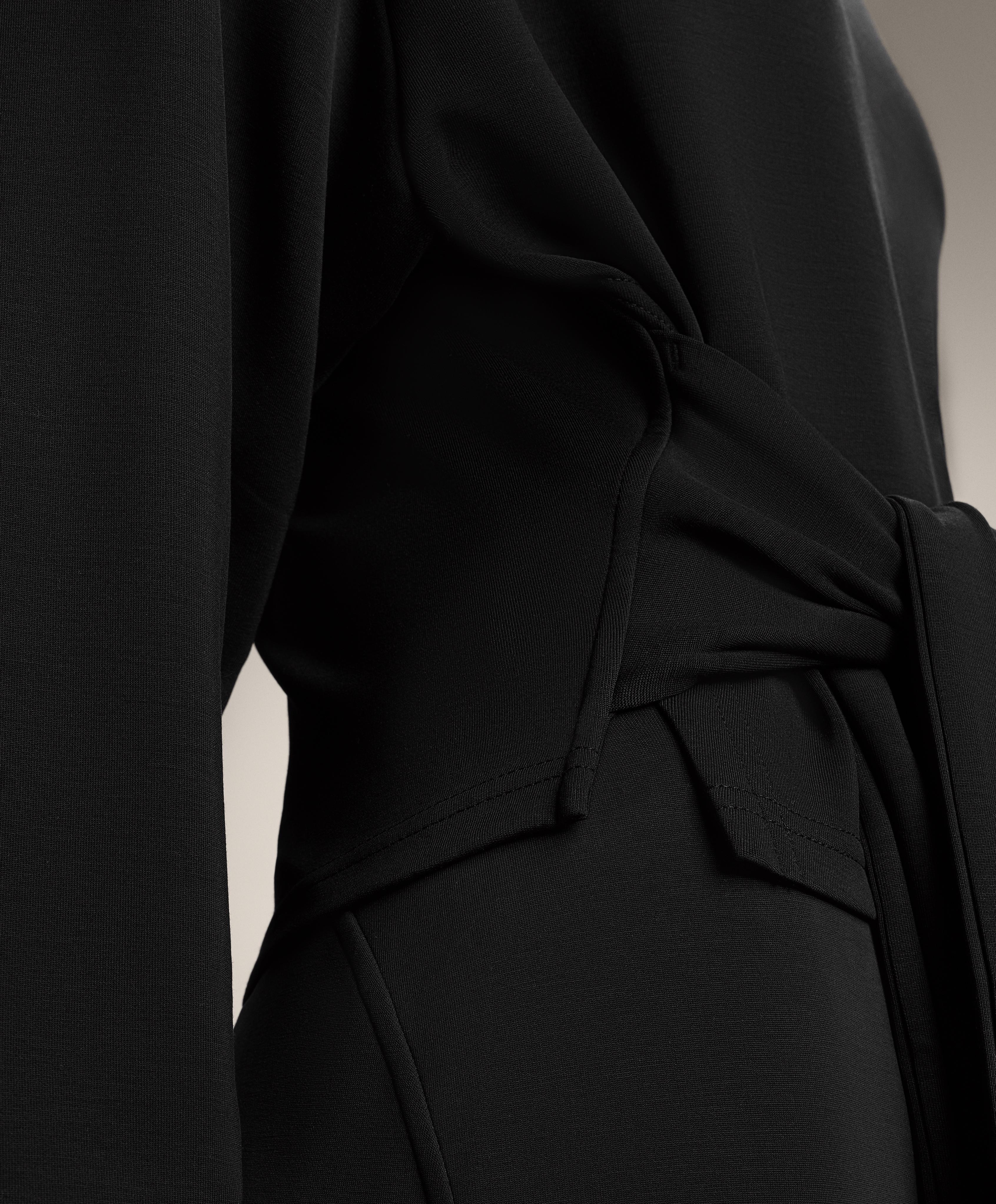 Soft-touch knotted sweatshirt with modal — BLACK