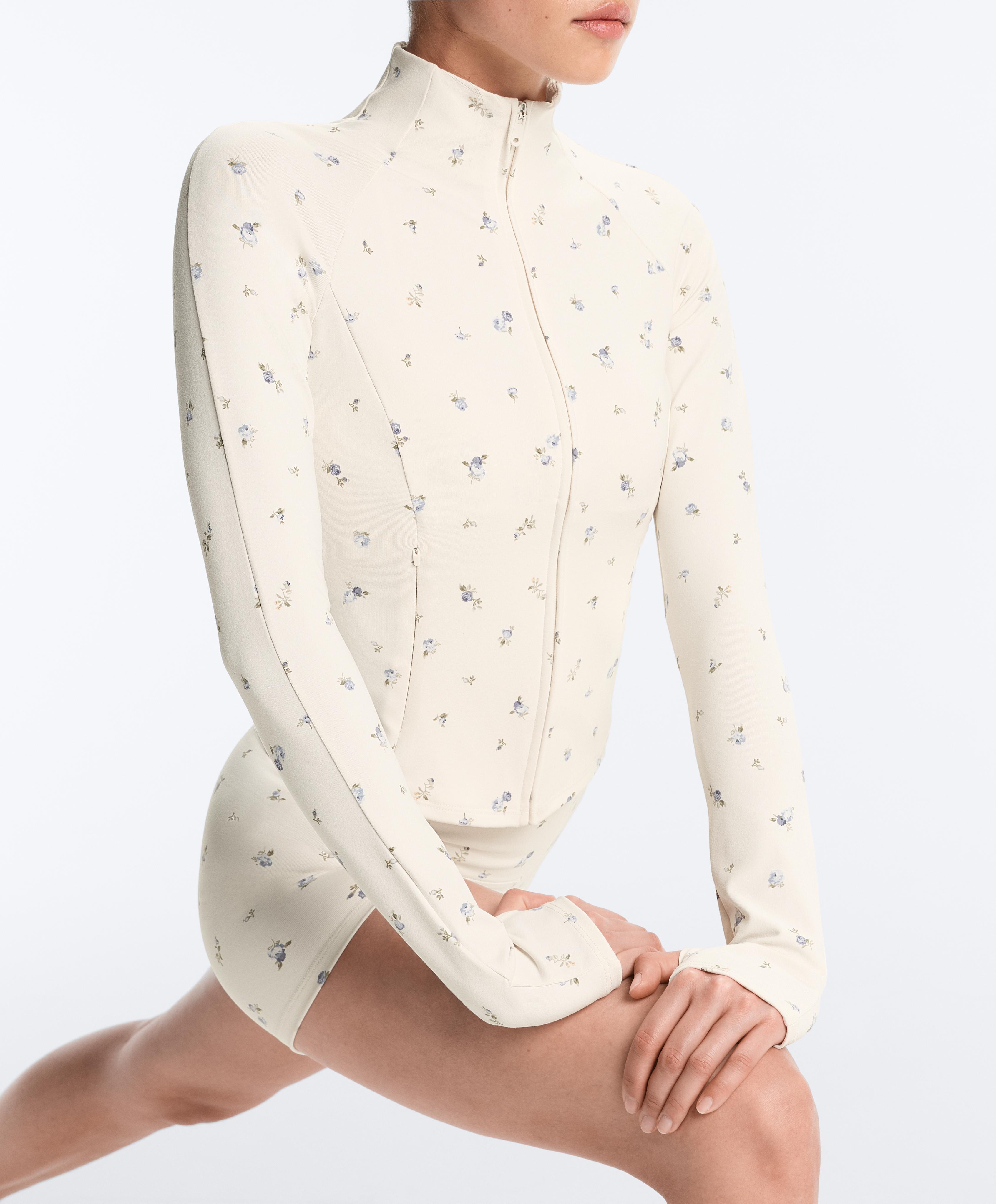 Evermove floral print technical jacket — PALE ECRU