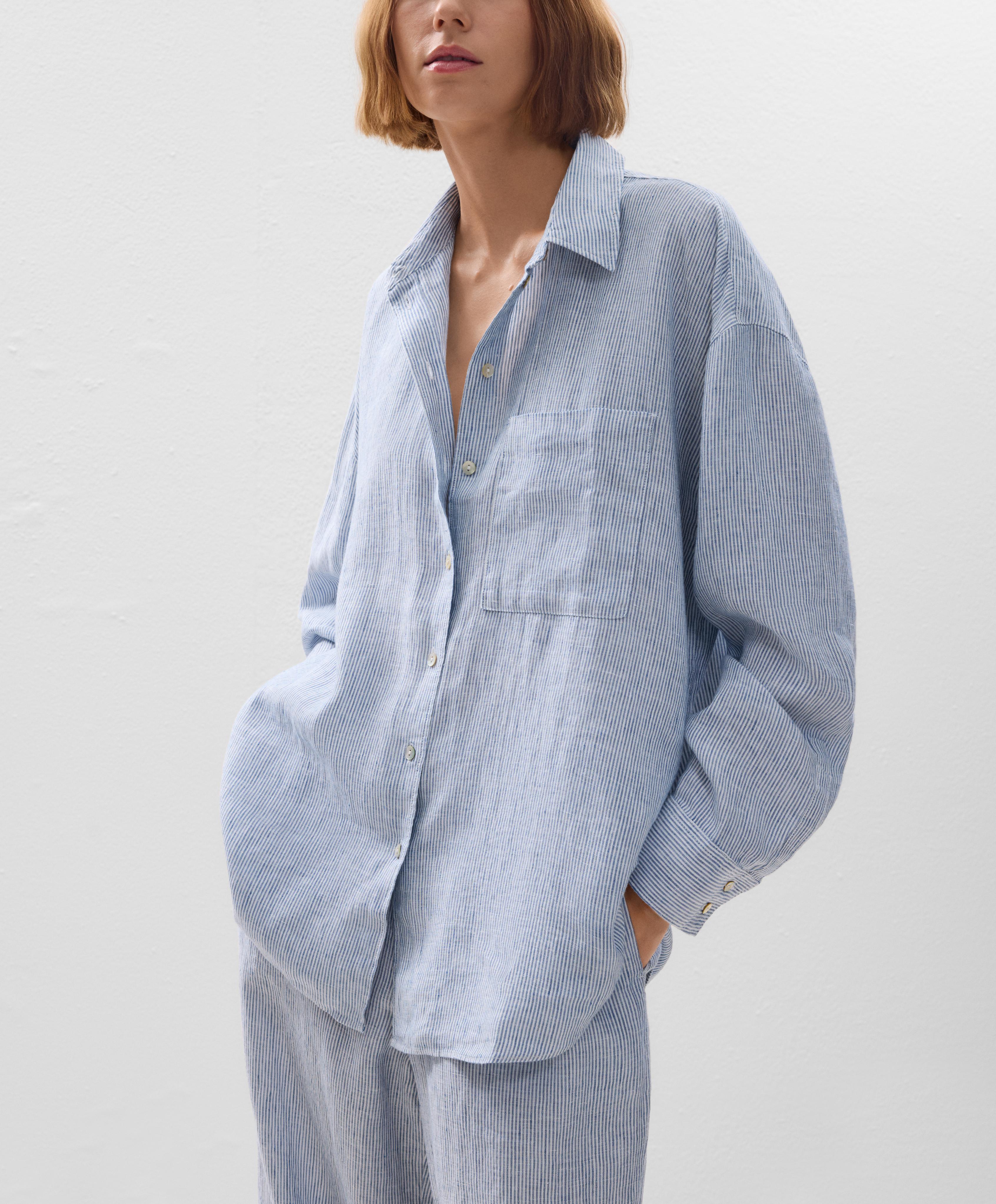 100% linen relaxed striped shirt - Sale 100% linen relaxed striped shirt - Sale