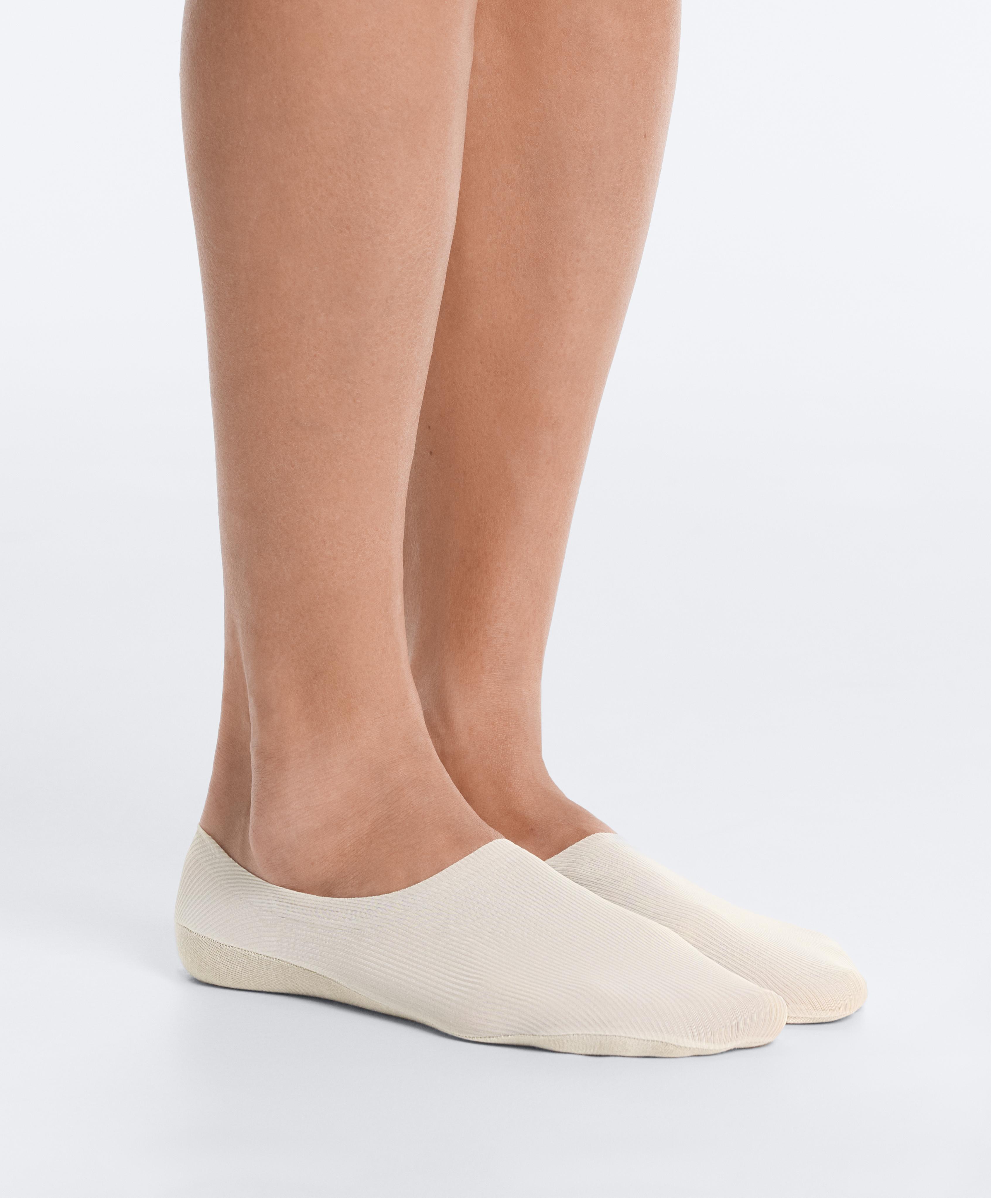 2 pairs of microfibre rib high-cut invisible socks — LIGHT STONE