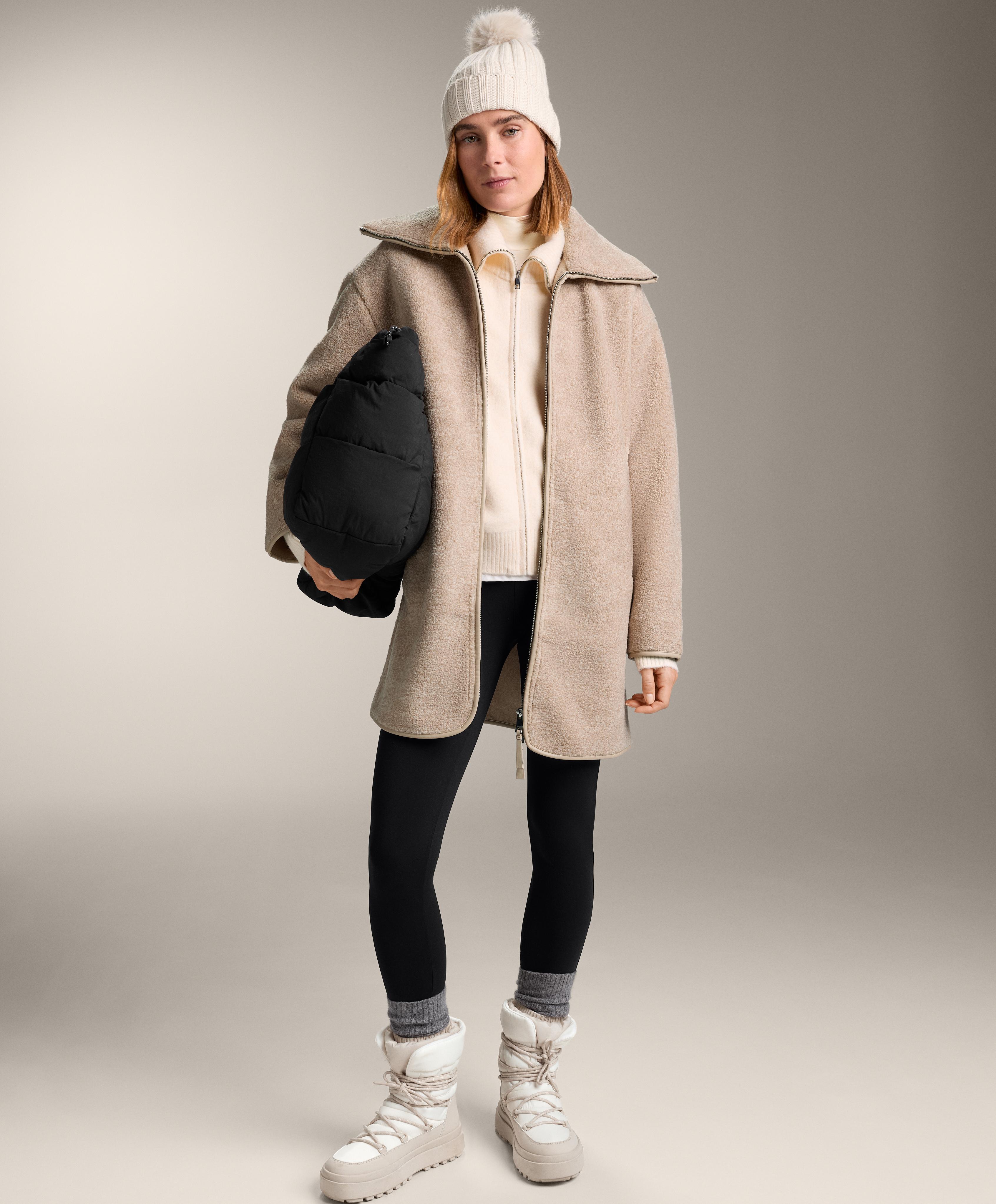 Long faux-shearling jacket — SAND MELANGE