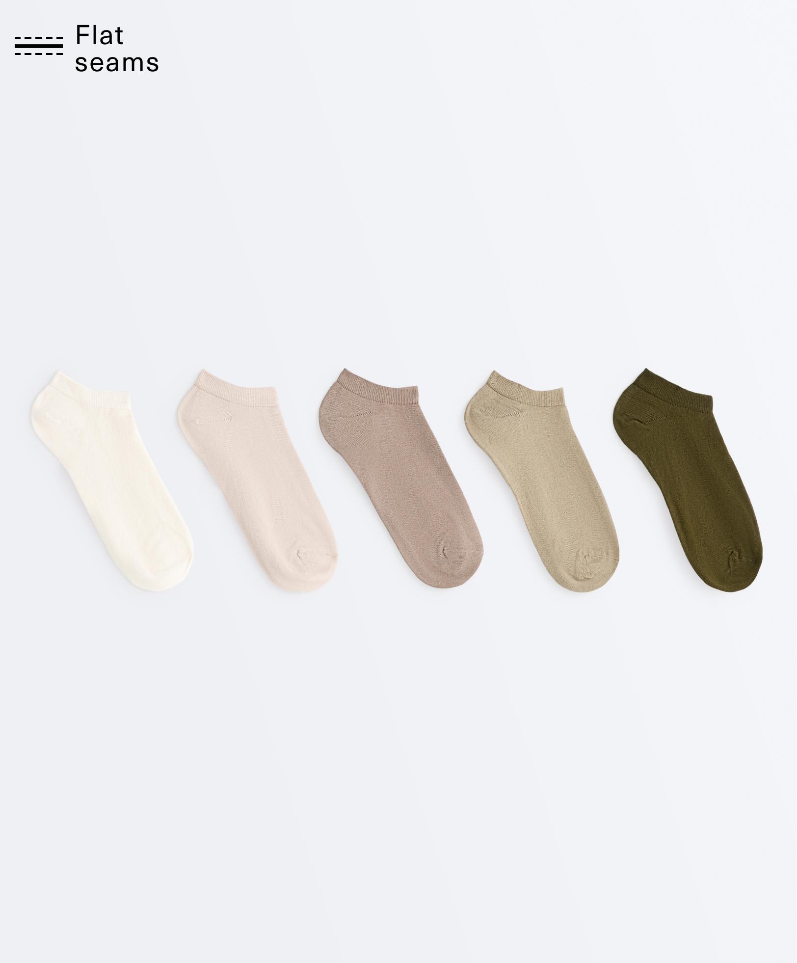 5 pairs of cotton blend sneaker socks — GREEN BEIGE