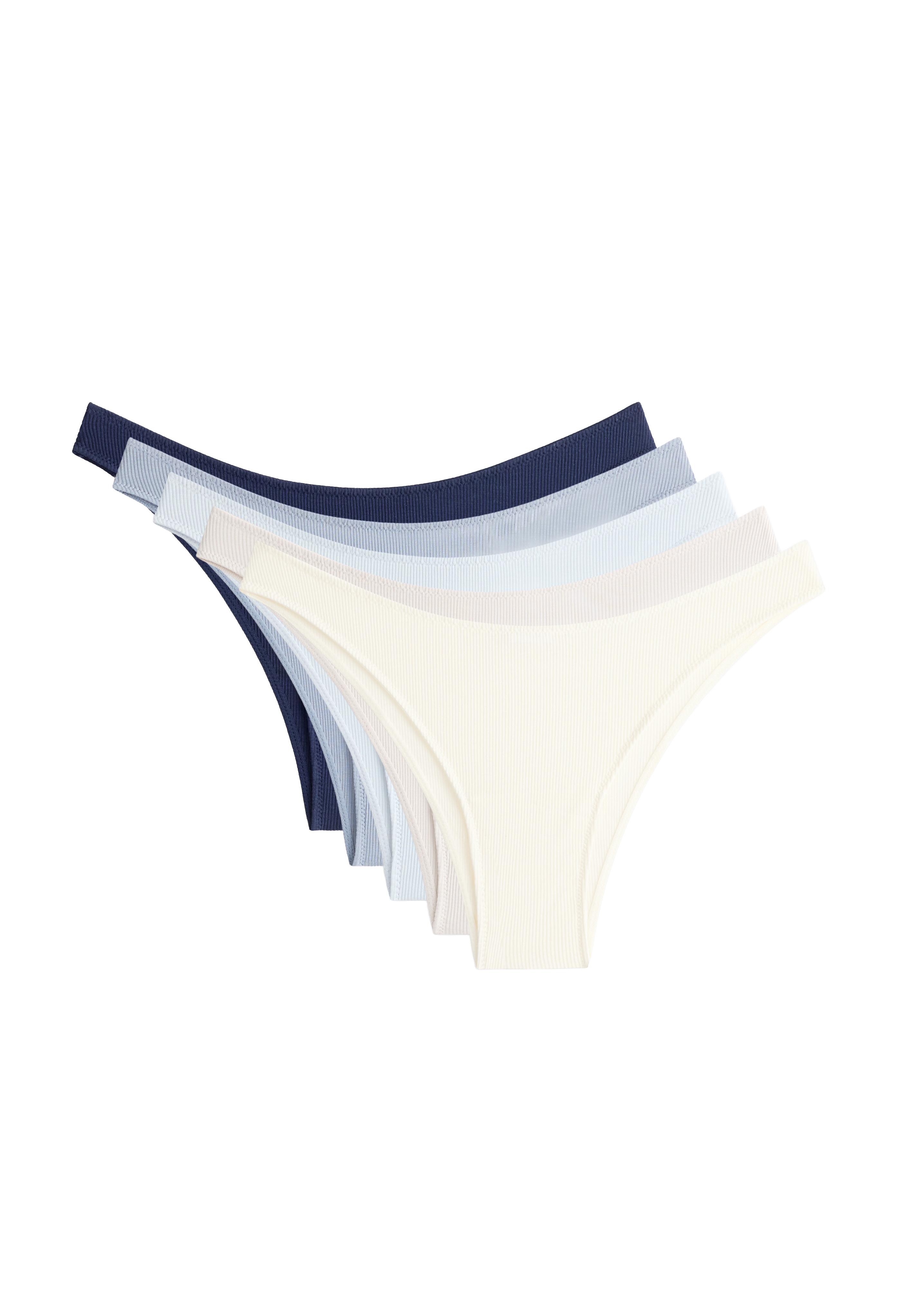 5 cotton rib U-cut Brazilian briefs — GREY-BLUE