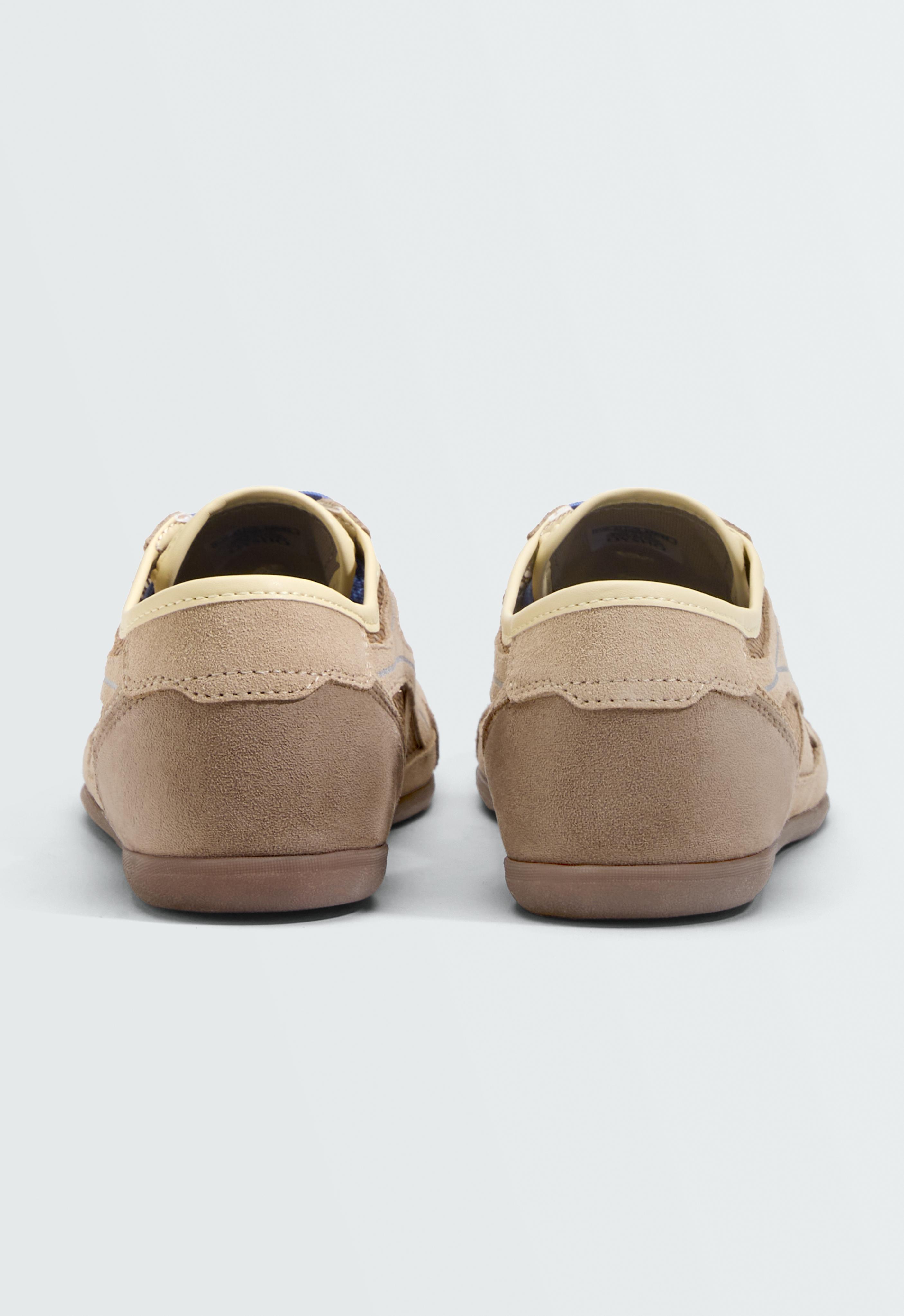 Split-suede and mesh trainers — TOASTED BROWN