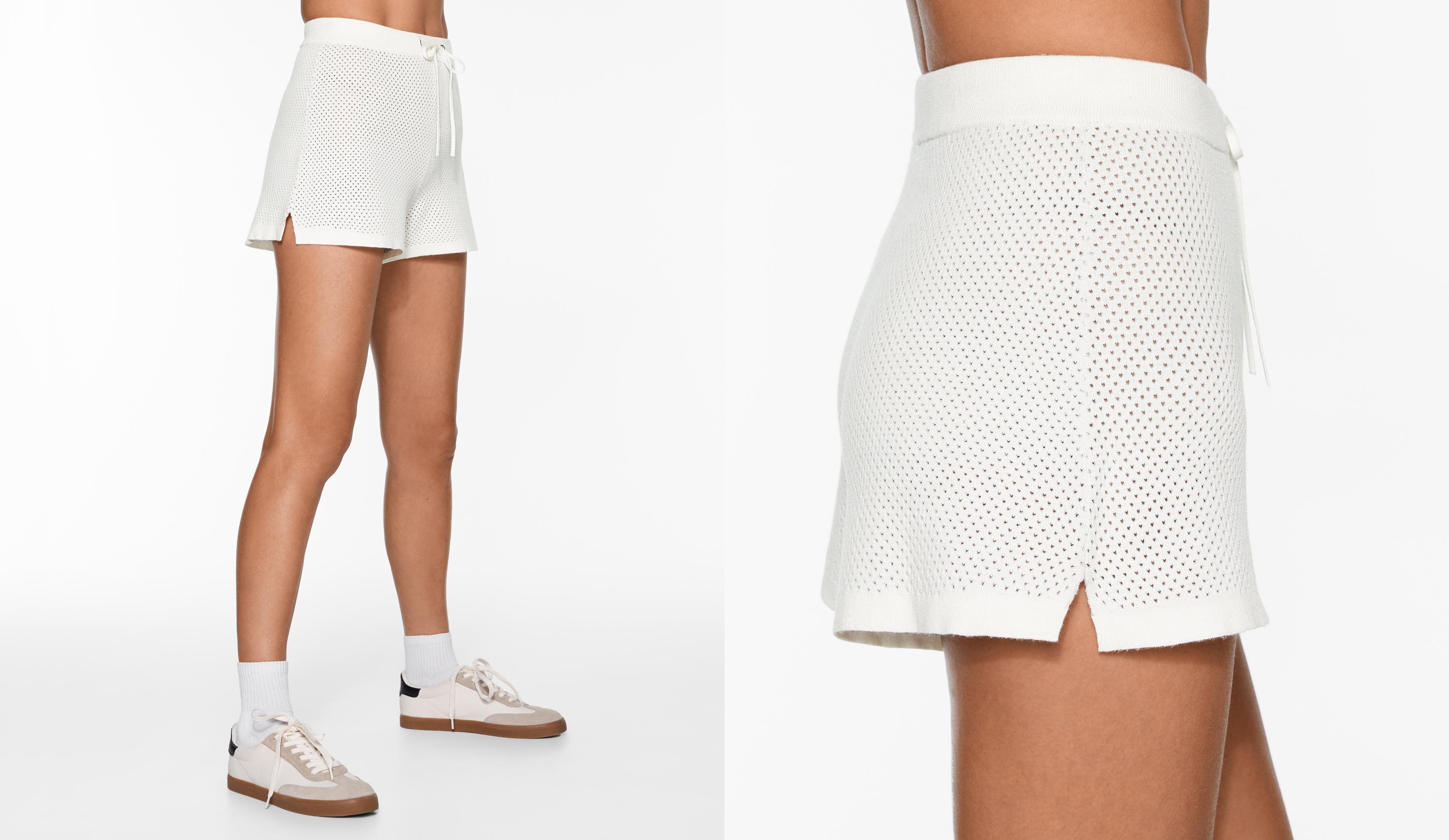 Knit openwork shorts