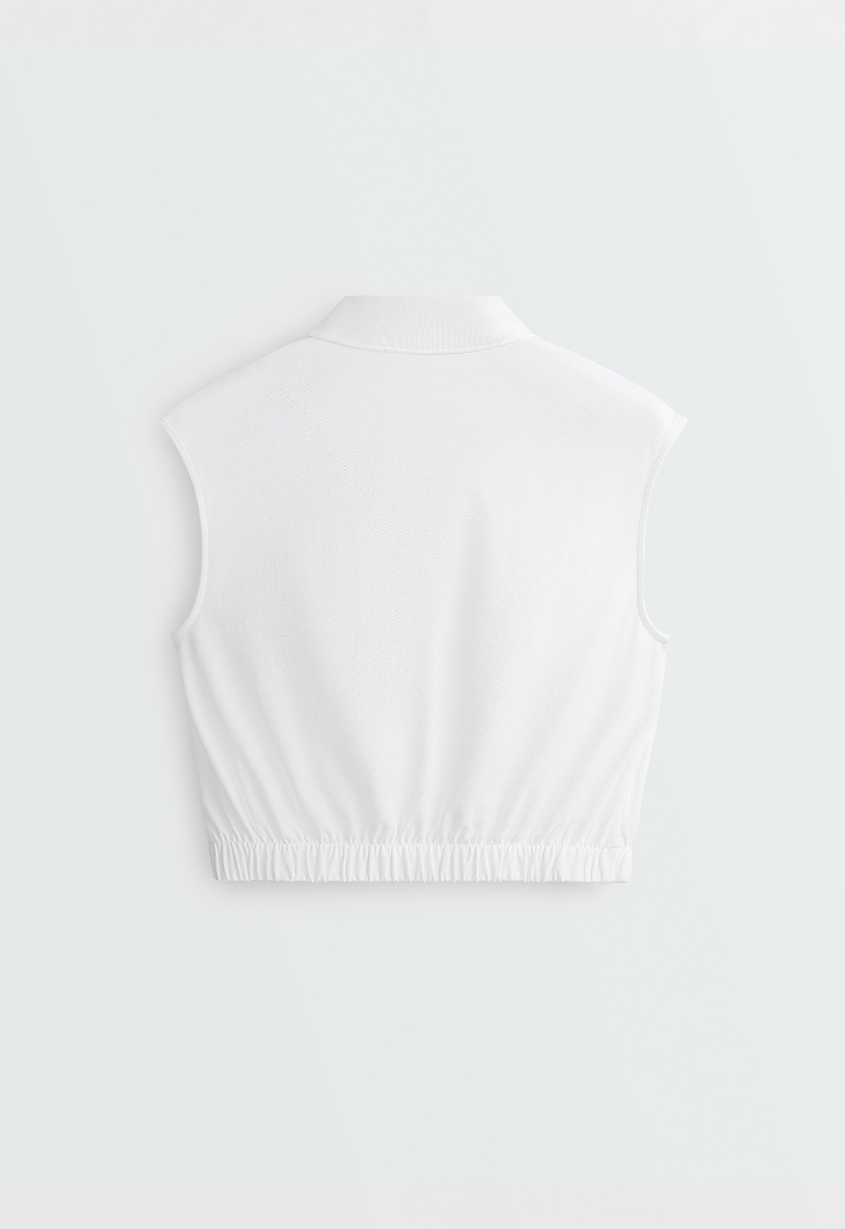Sleeveless piqué cotton polo shirt — WHITE 
