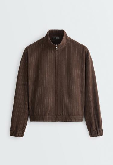 Pinstripe jacket, 15% wool — DARK BROWN 1