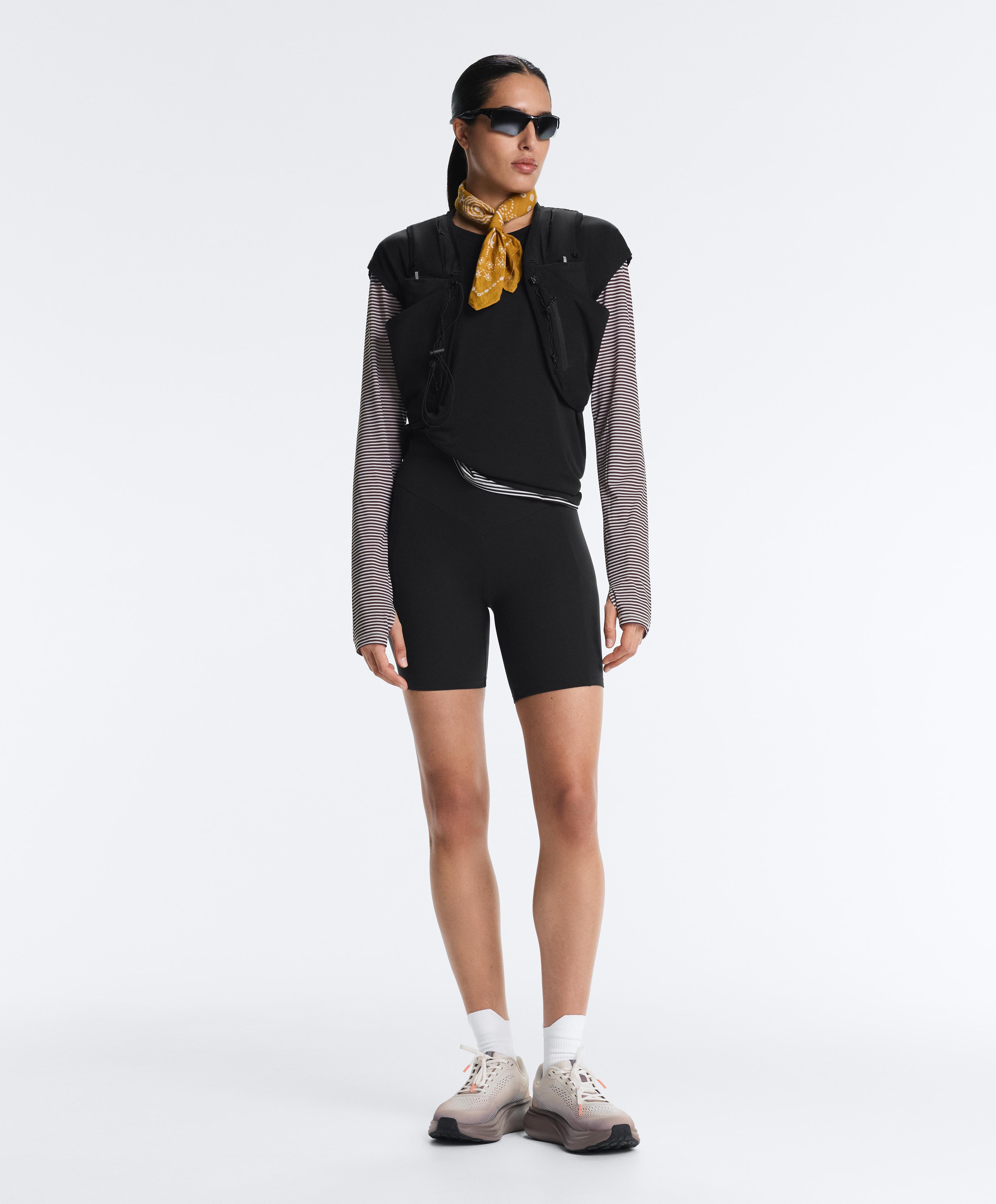 Striped long-sleeved technical T-shirt — BROWN