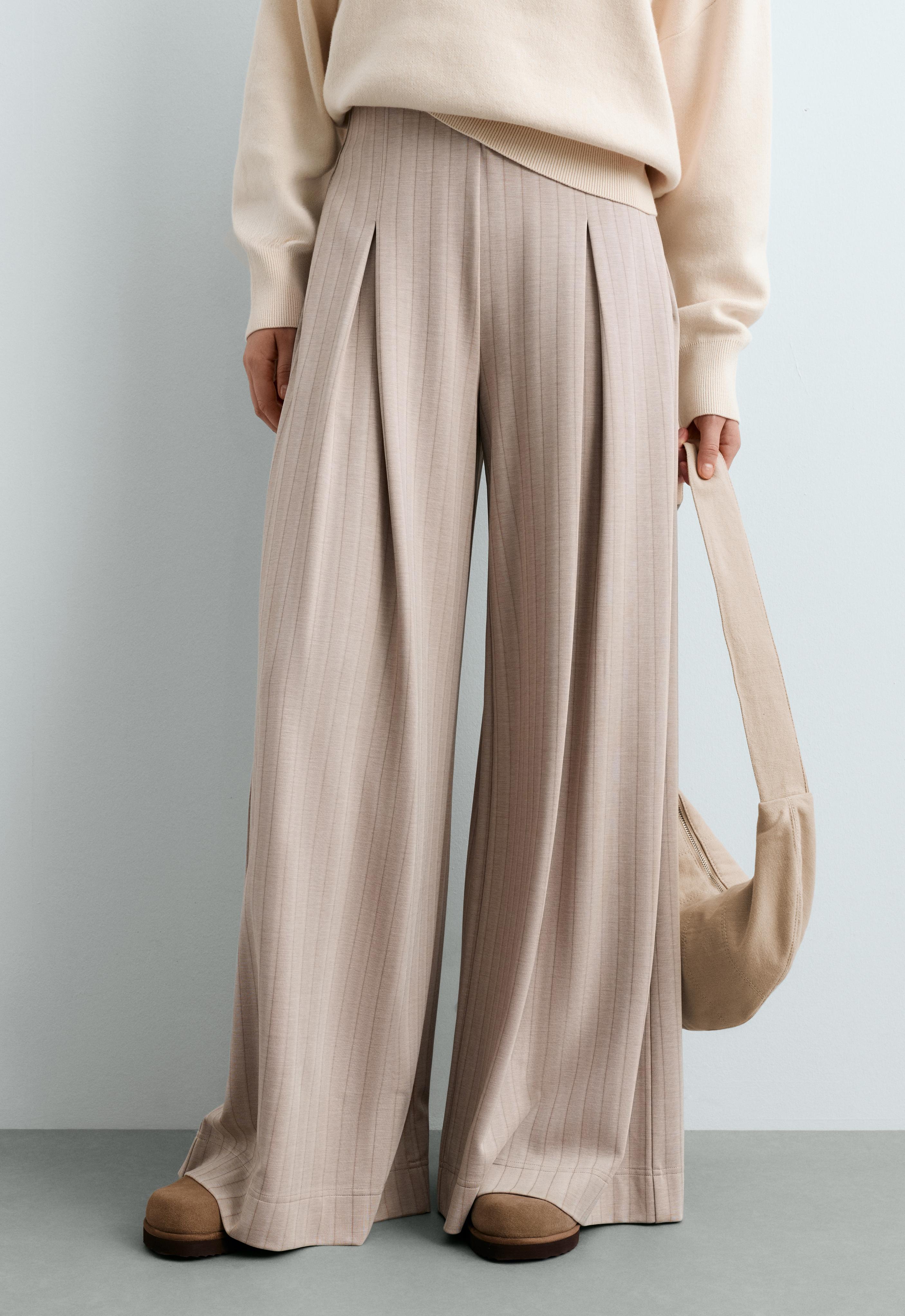 Pantalón wide leg rayas tacto suave Pantalón wide leg rayas tacto suave