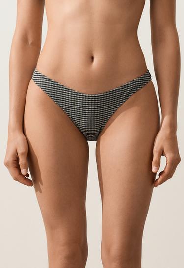 Mini check U-cut medium-coverage bikini briefs — BLACK 1