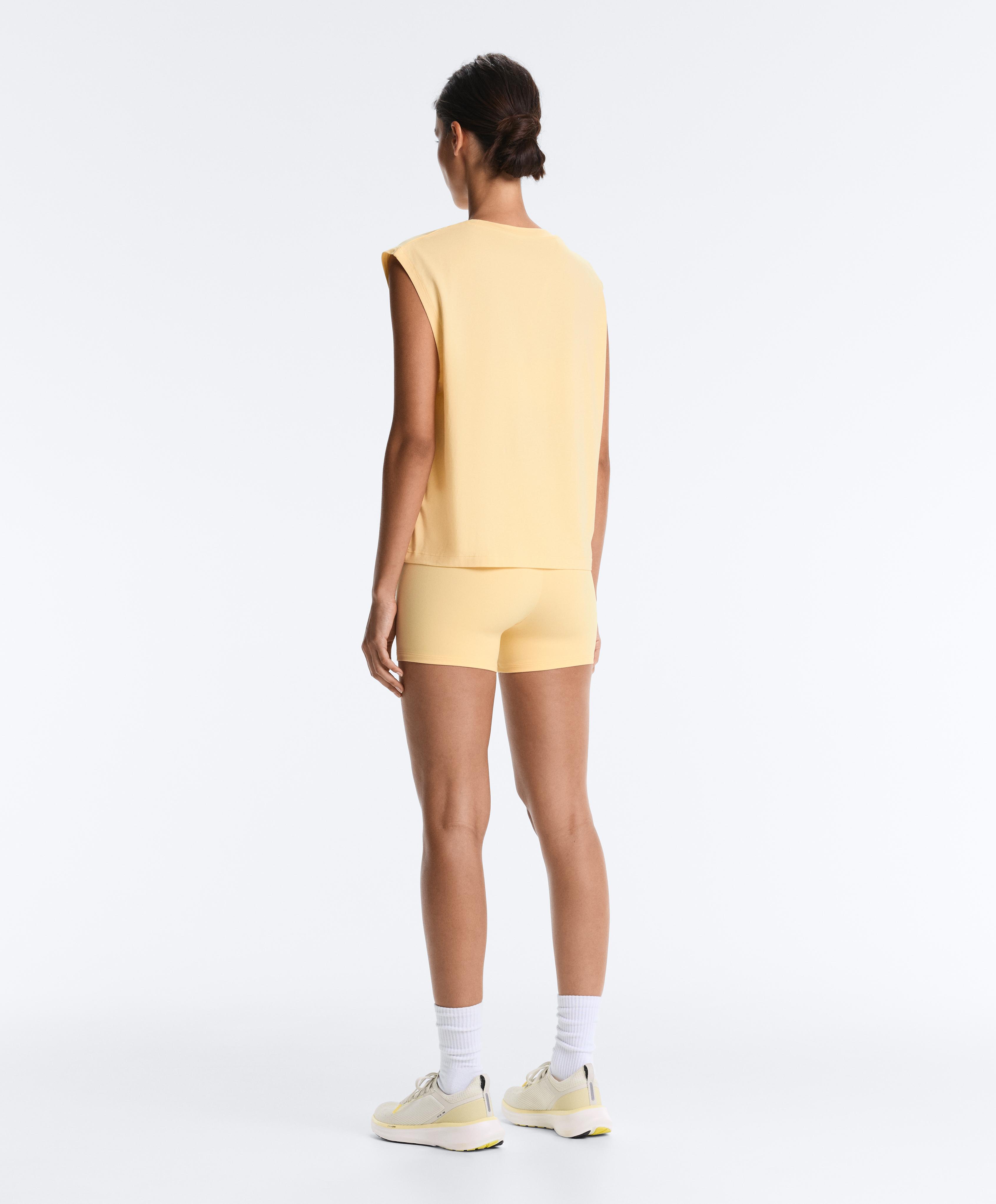 Cotton blend sleeveless T-shirt — PALE YELLOW