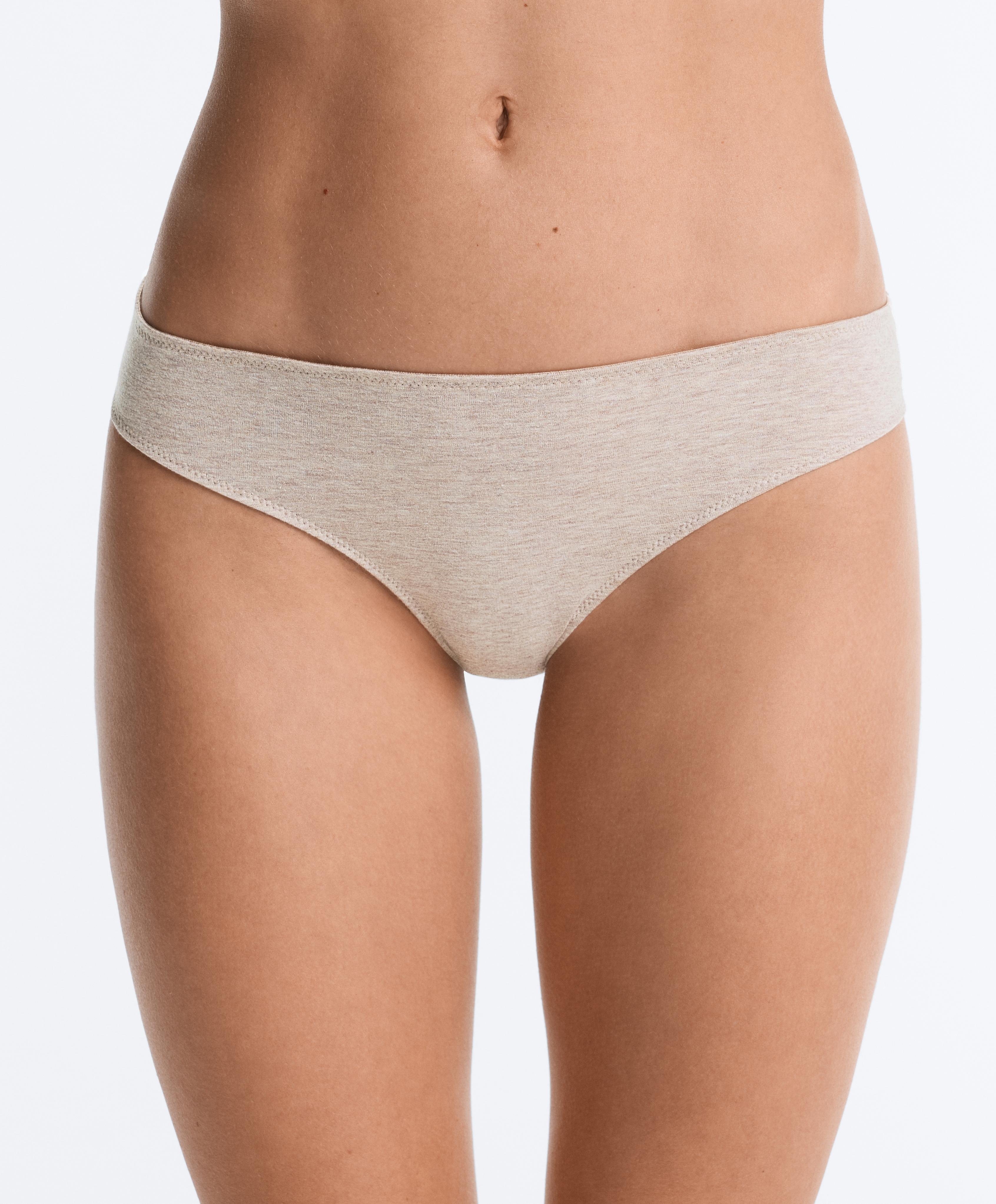5 rib cotton blend classic briefs — TAN MELANGE