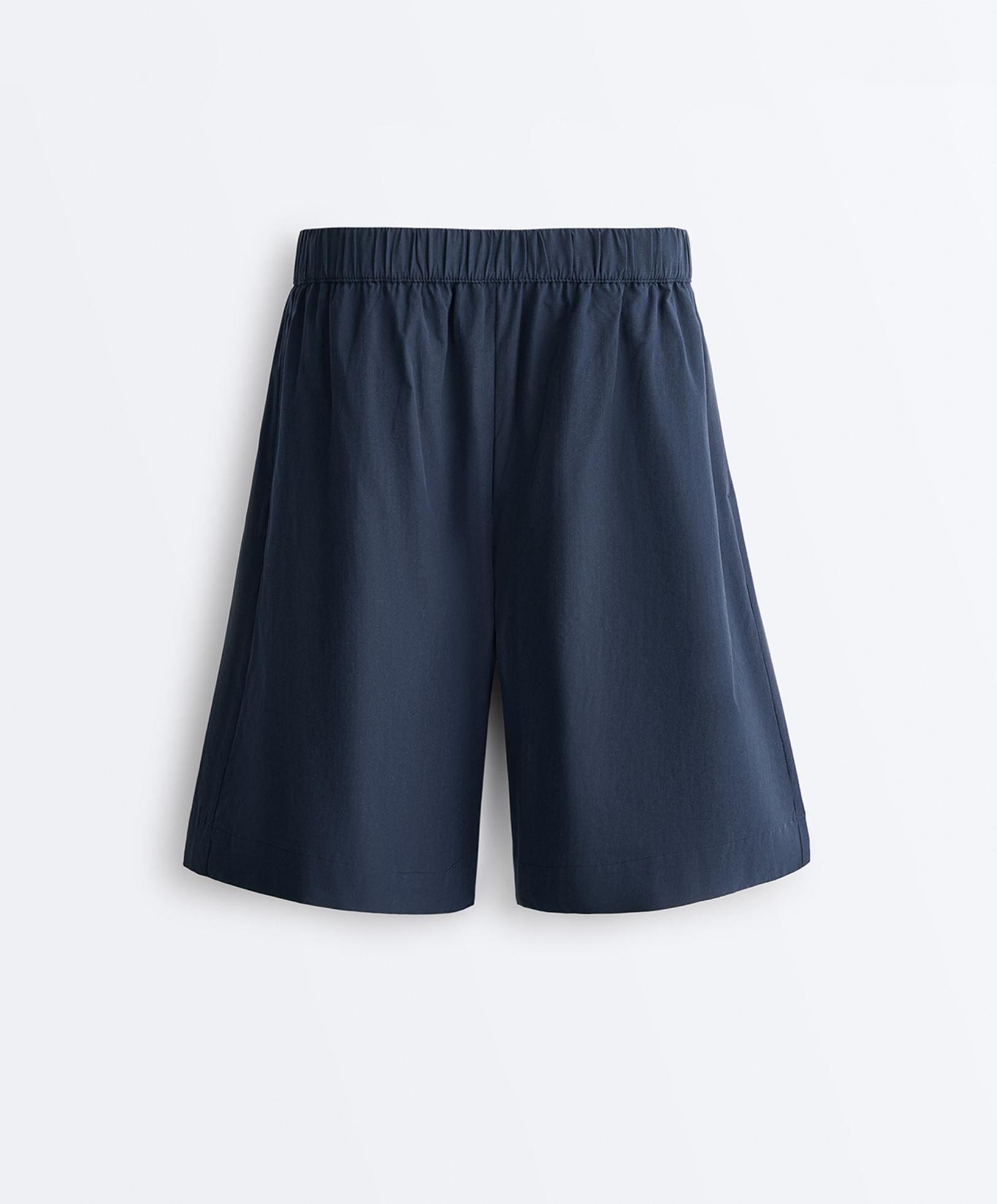 100% cotton Bermuda shorts — NAVY BLUE