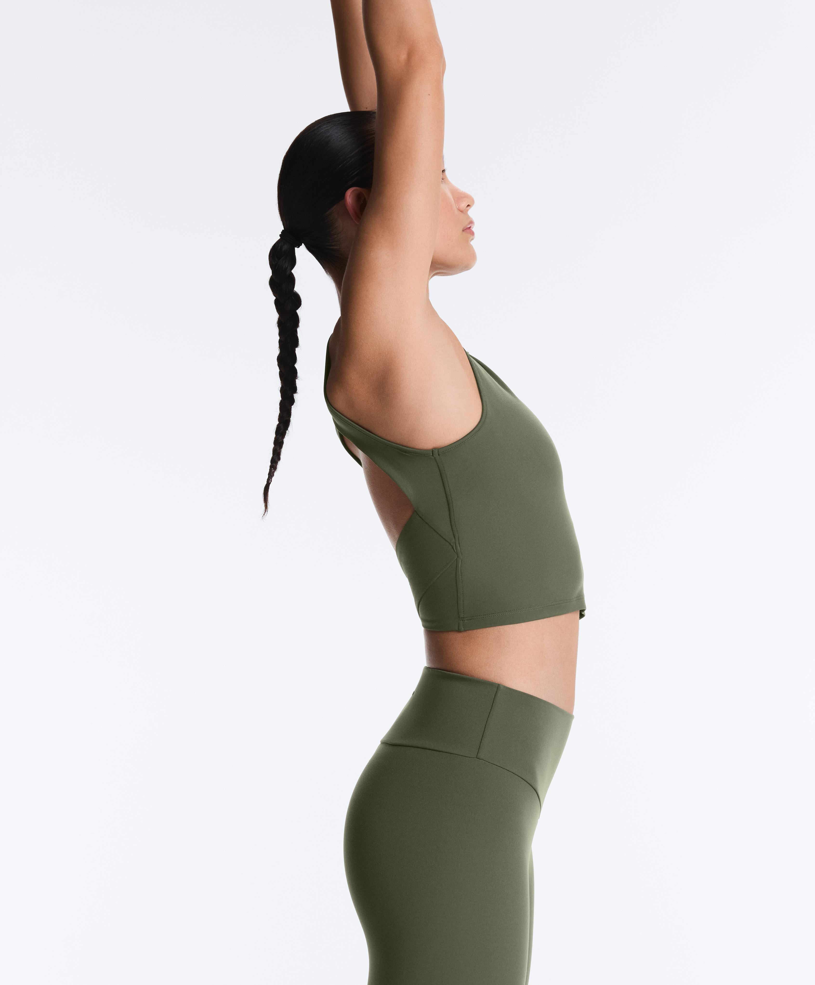 Comfortlux open back halter tank top — DARK GREEN