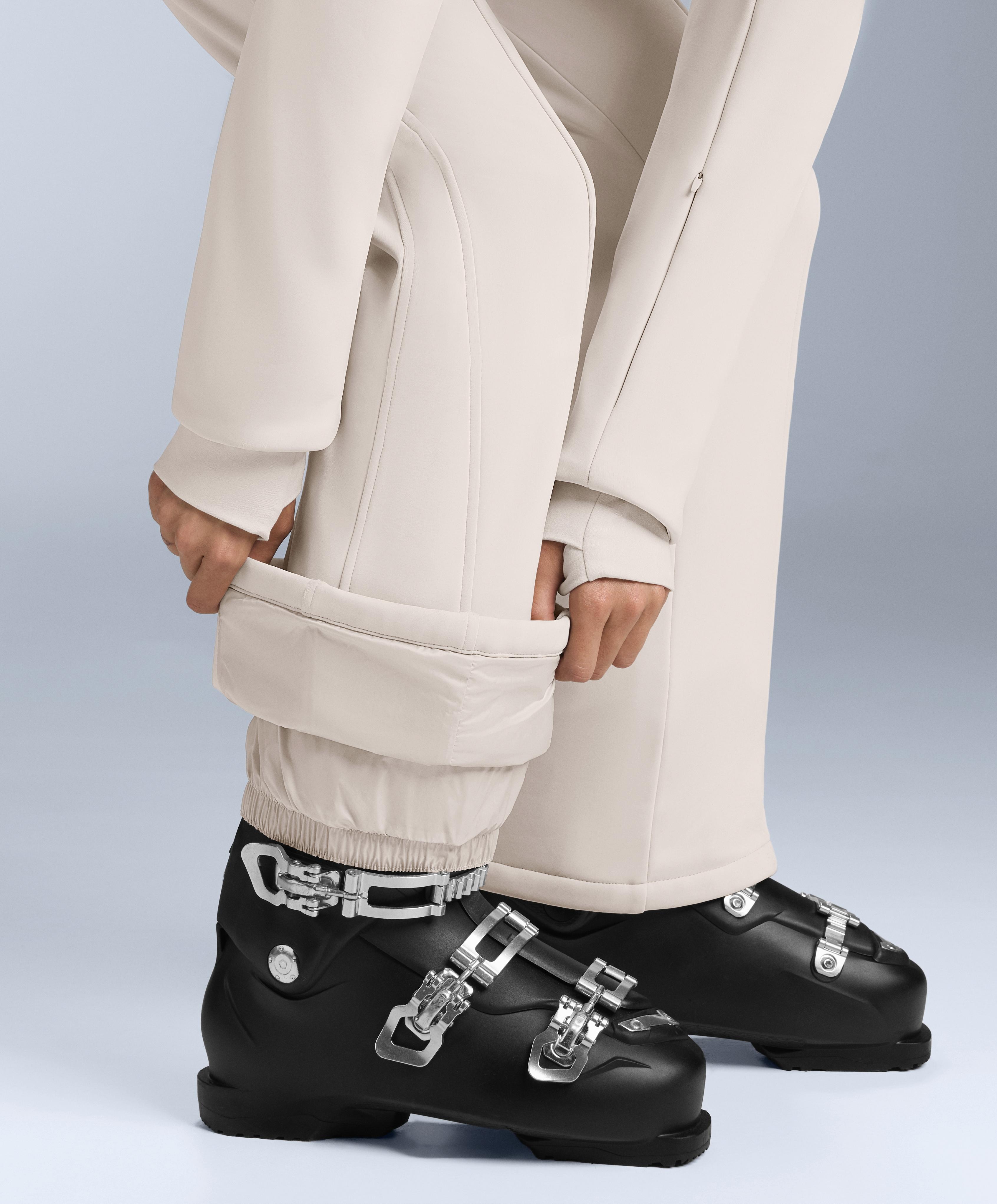Water-resistant 2-in-1 removable flare stretch SKI jumpsuit — PALE MINK