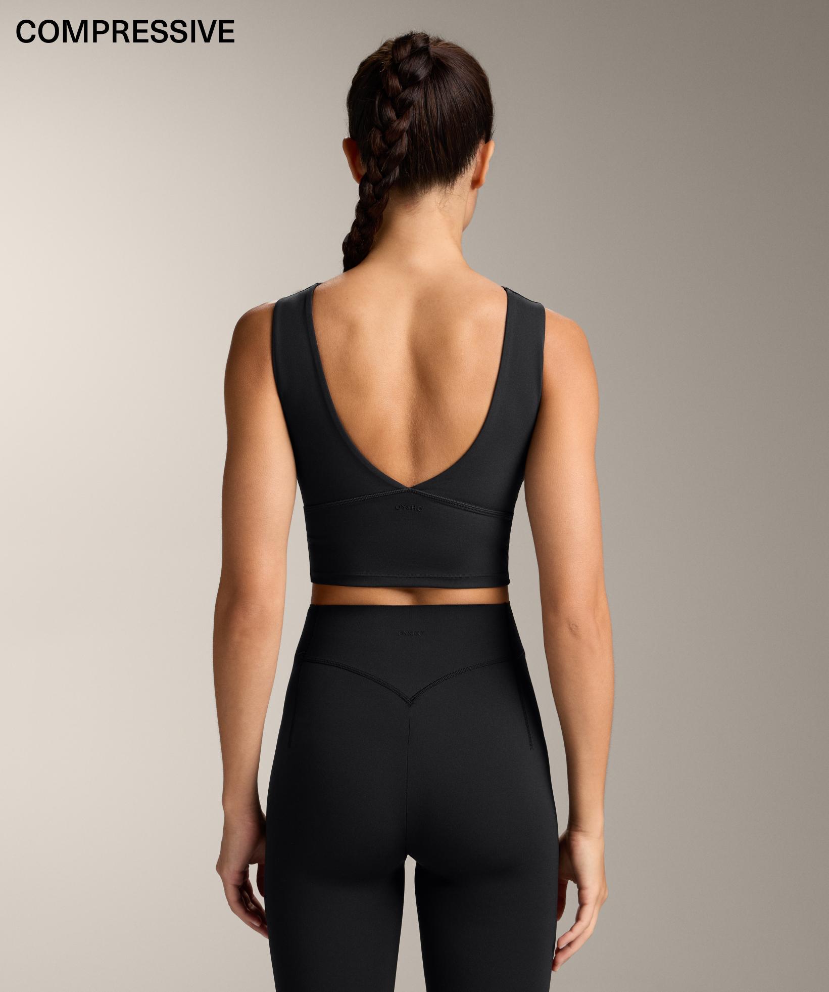 Compressive crossover tank top