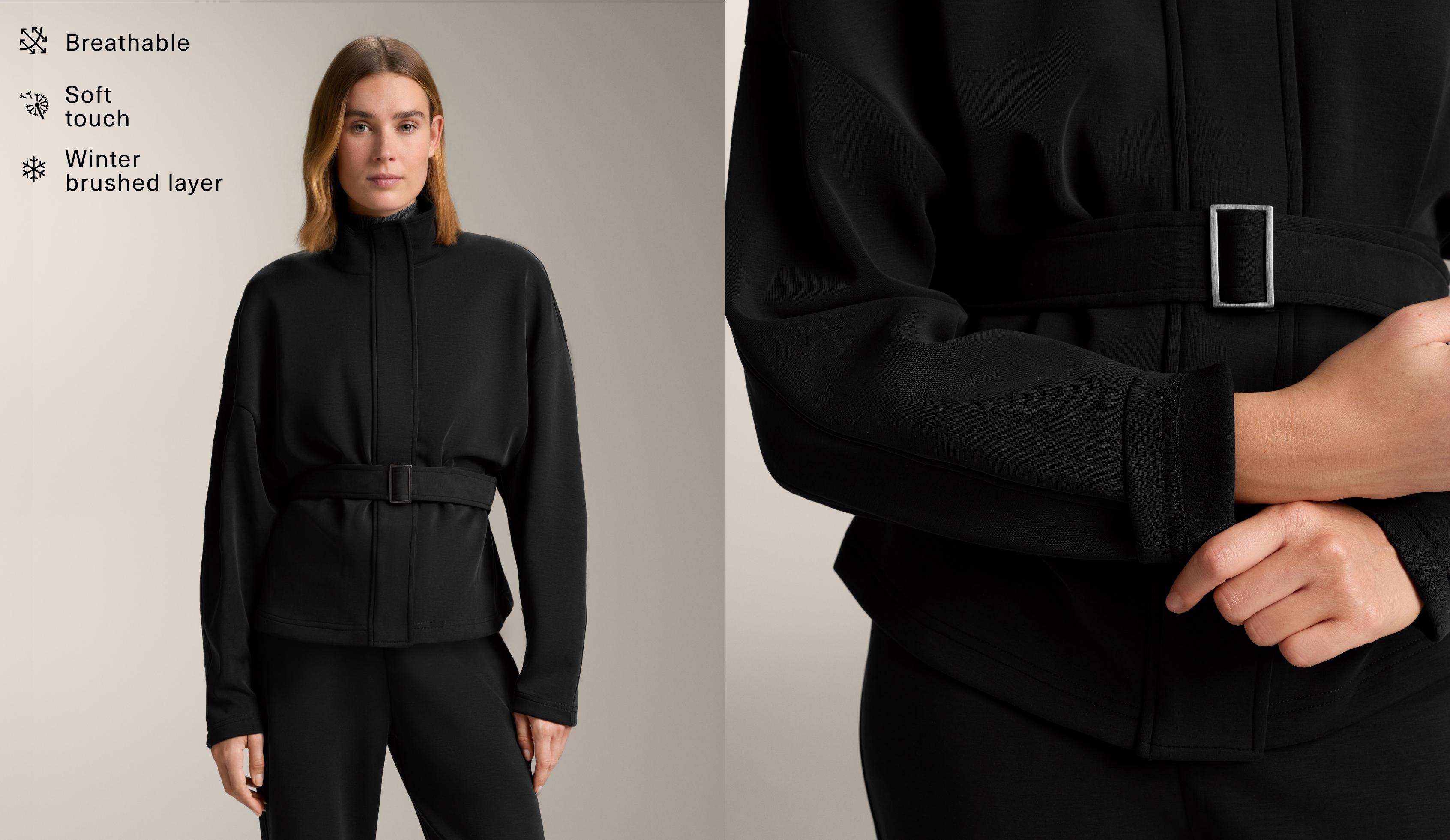 Giacca con cintura in modal brushed Giacca con cintura in modal brushed