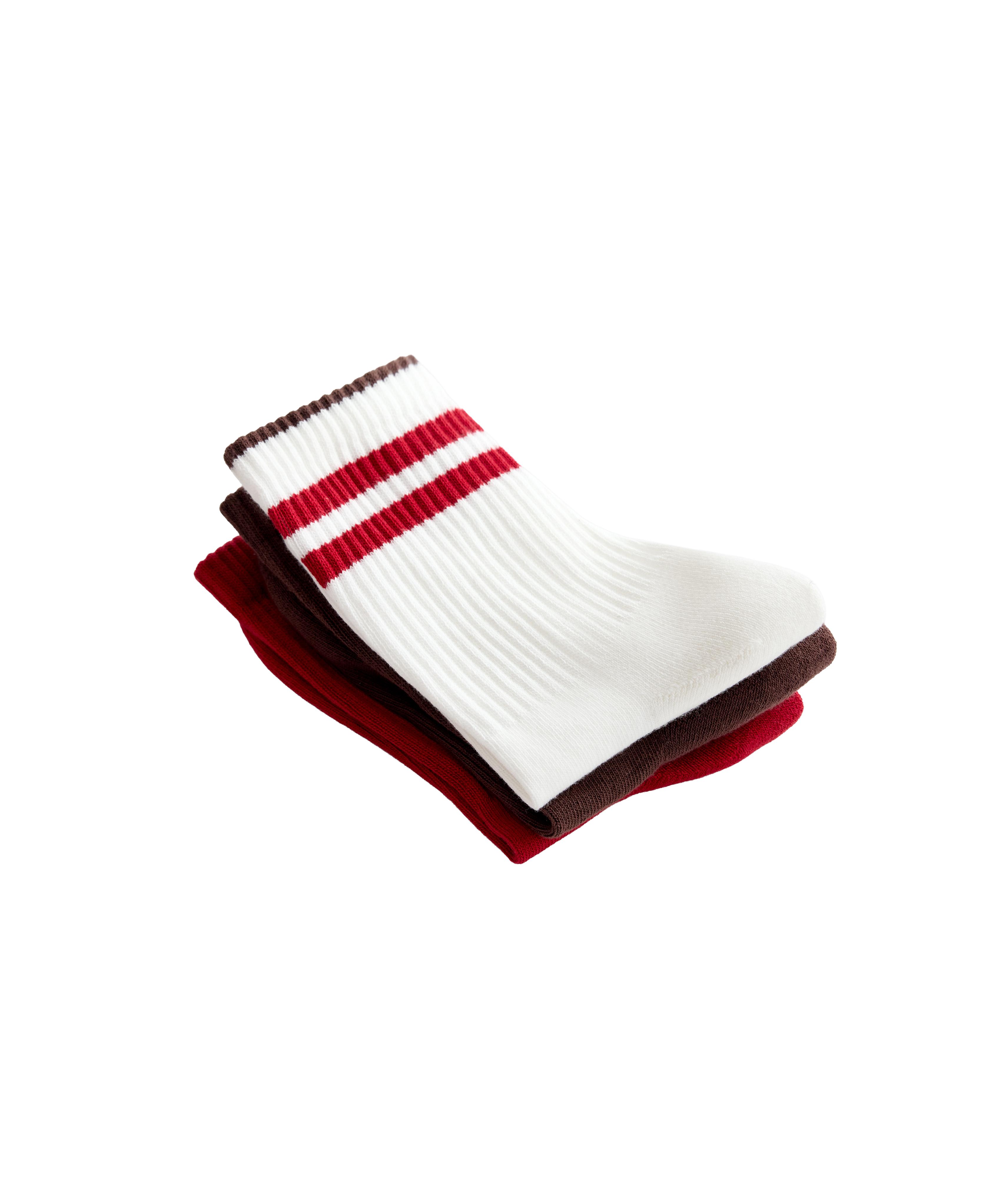 3 pairs of classic cotton blend sports socks — CHOCOLATE