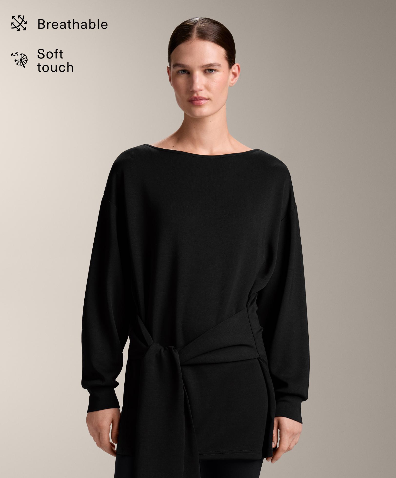 سويت شيرت طويل بعقدة وملمس ناعم من المودال